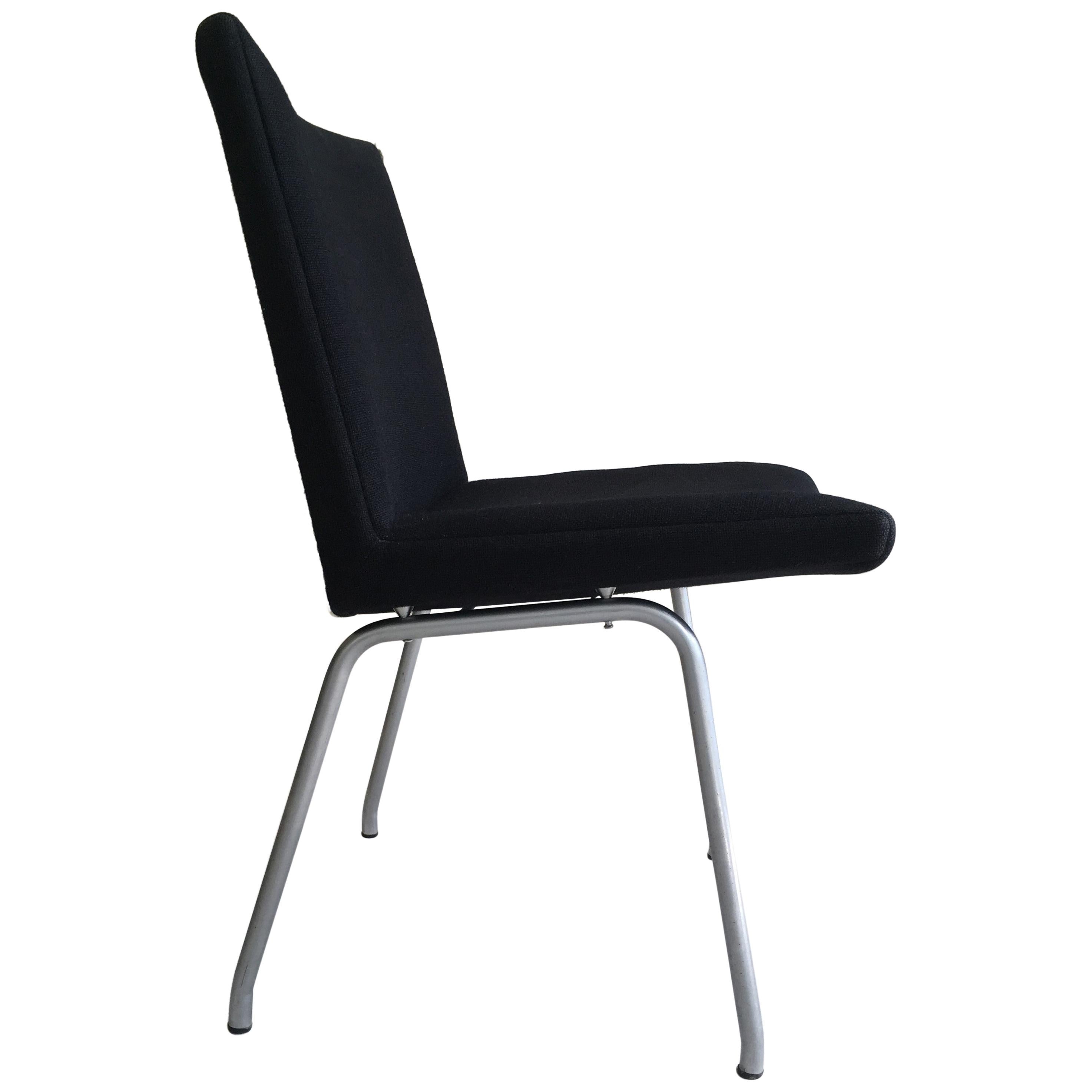 1960s Danish Hans J. Wegner Airport Chair Reupholstered in Black Fabric For Sale