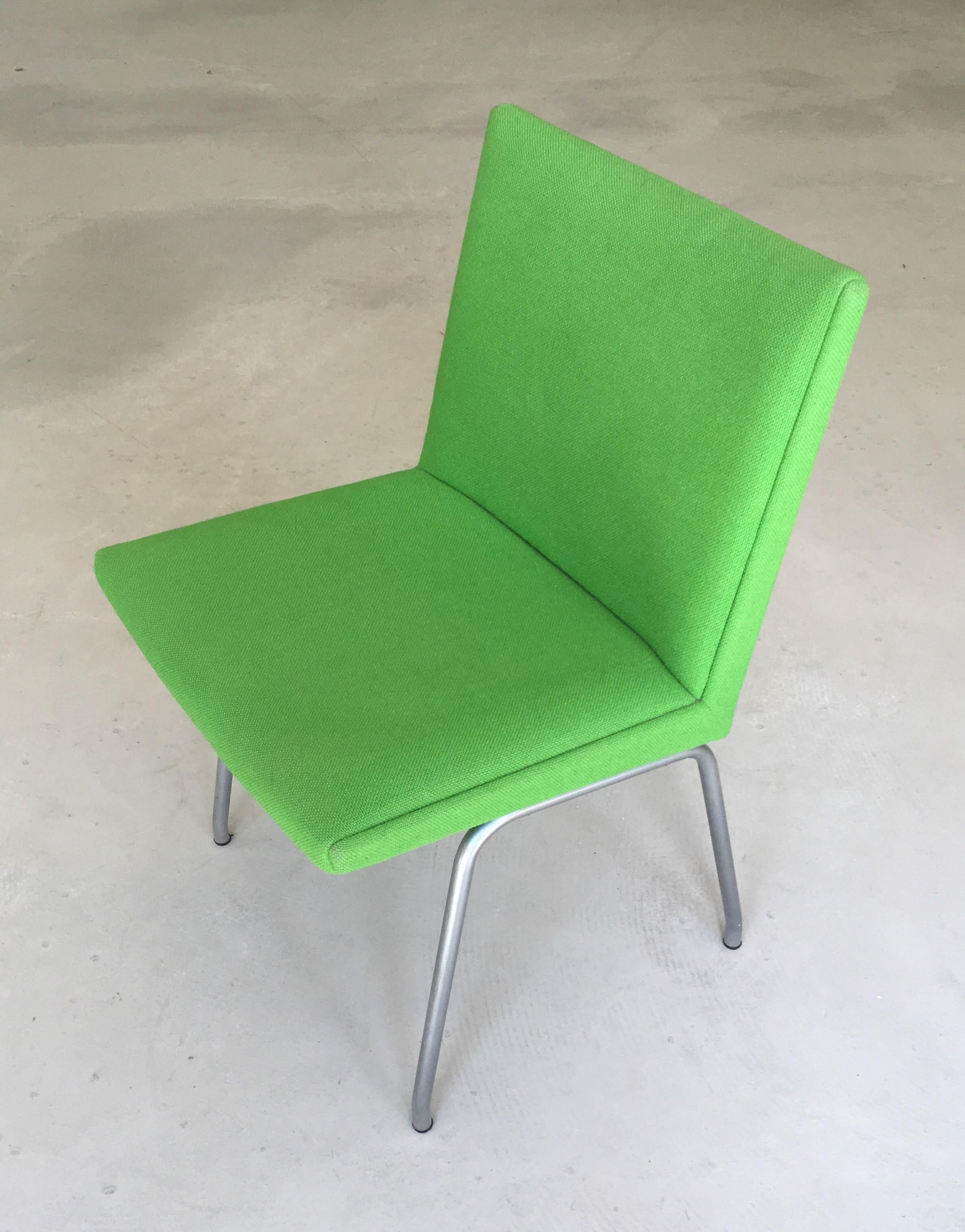Scandinavian Modern 1960s Danish Hans J. Wegner Airport Chair, Reupholstered in Green Fabric For Sale