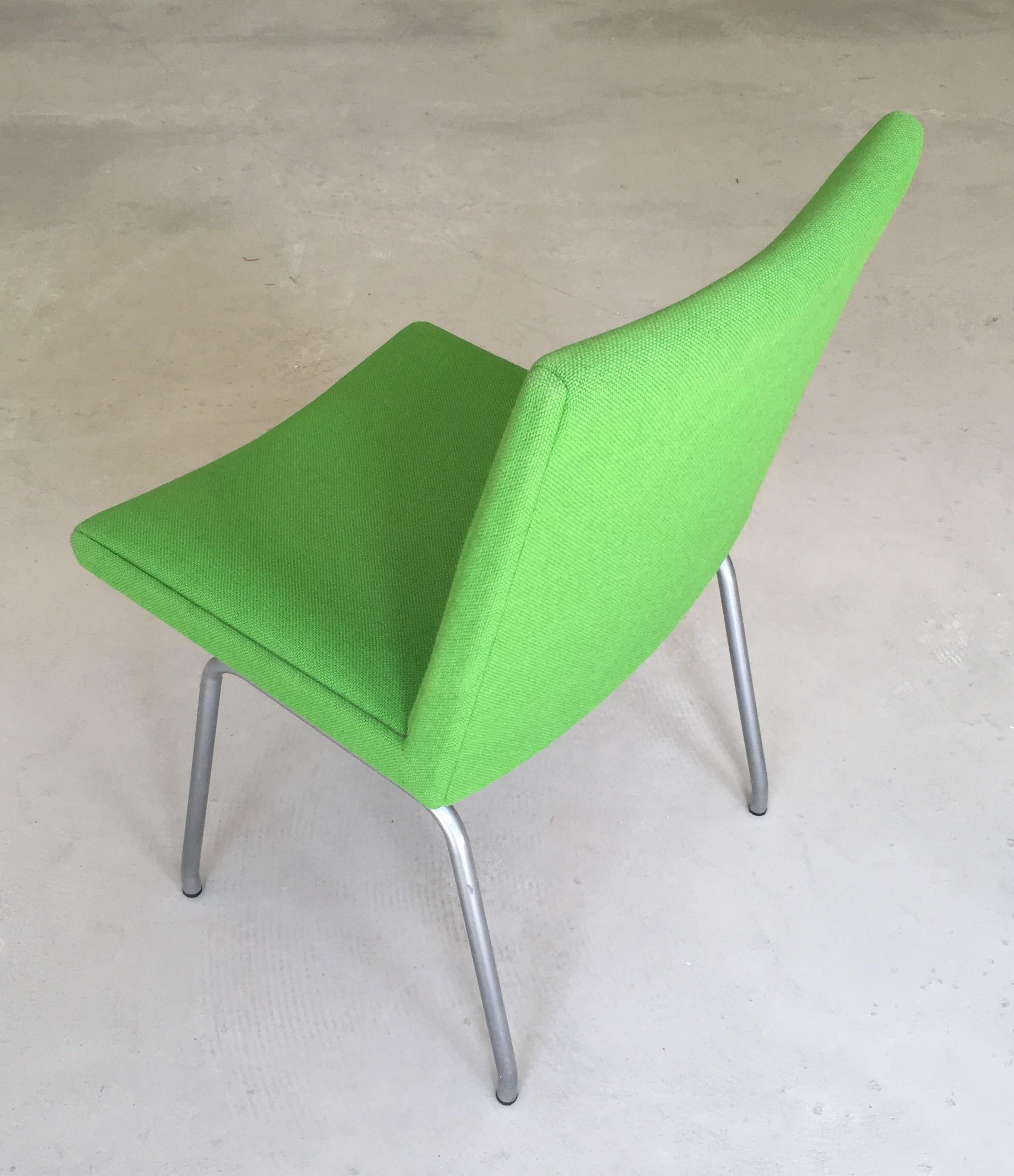 Mid-20th Century 1960s Danish Hans J. Wegner Airport Chair, Reupholstered in Green Fabric For Sale