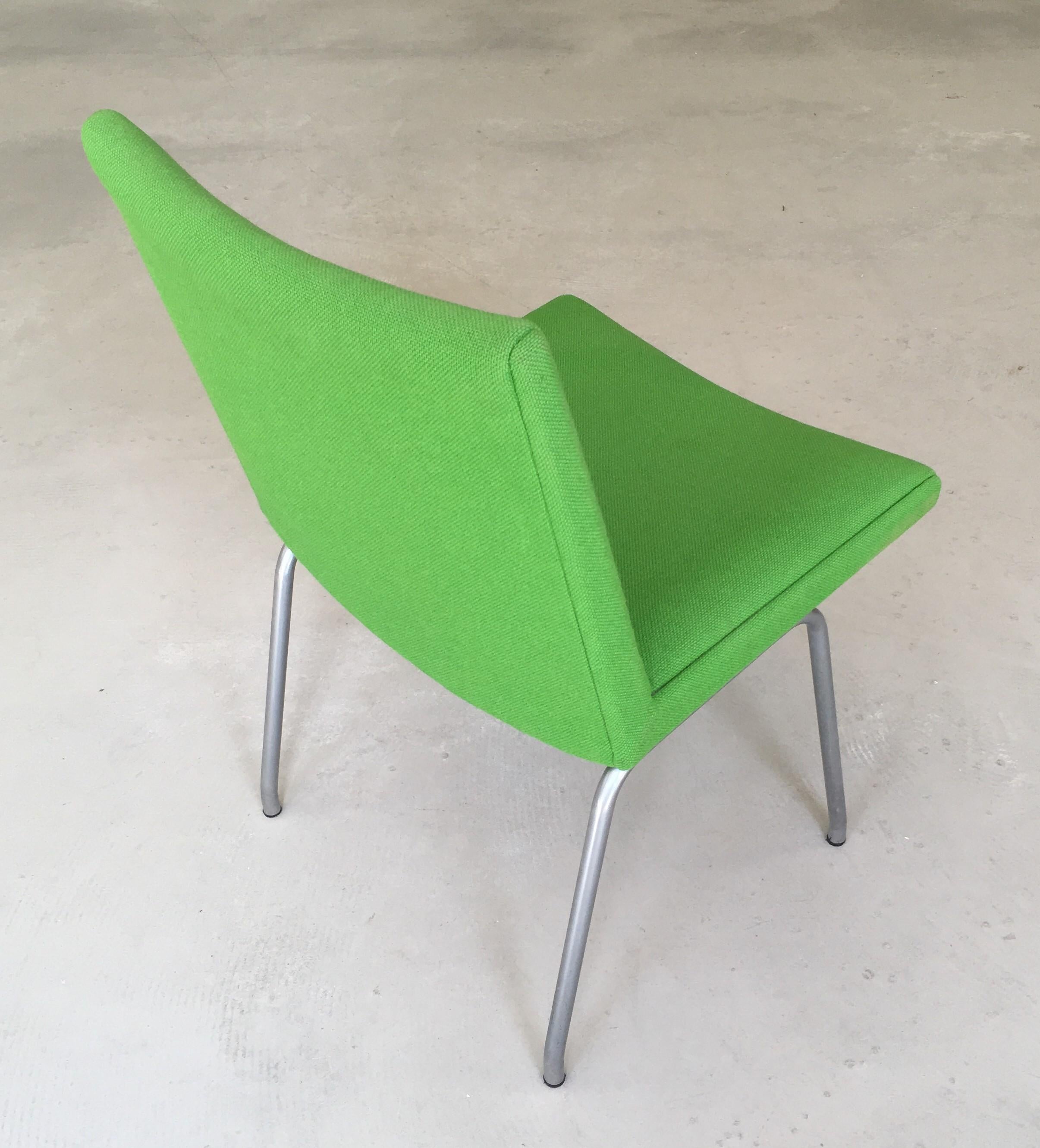 1960s Danish Hans J. Wegner Airport Chair, Reupholstered in Green Fabric For Sale 1