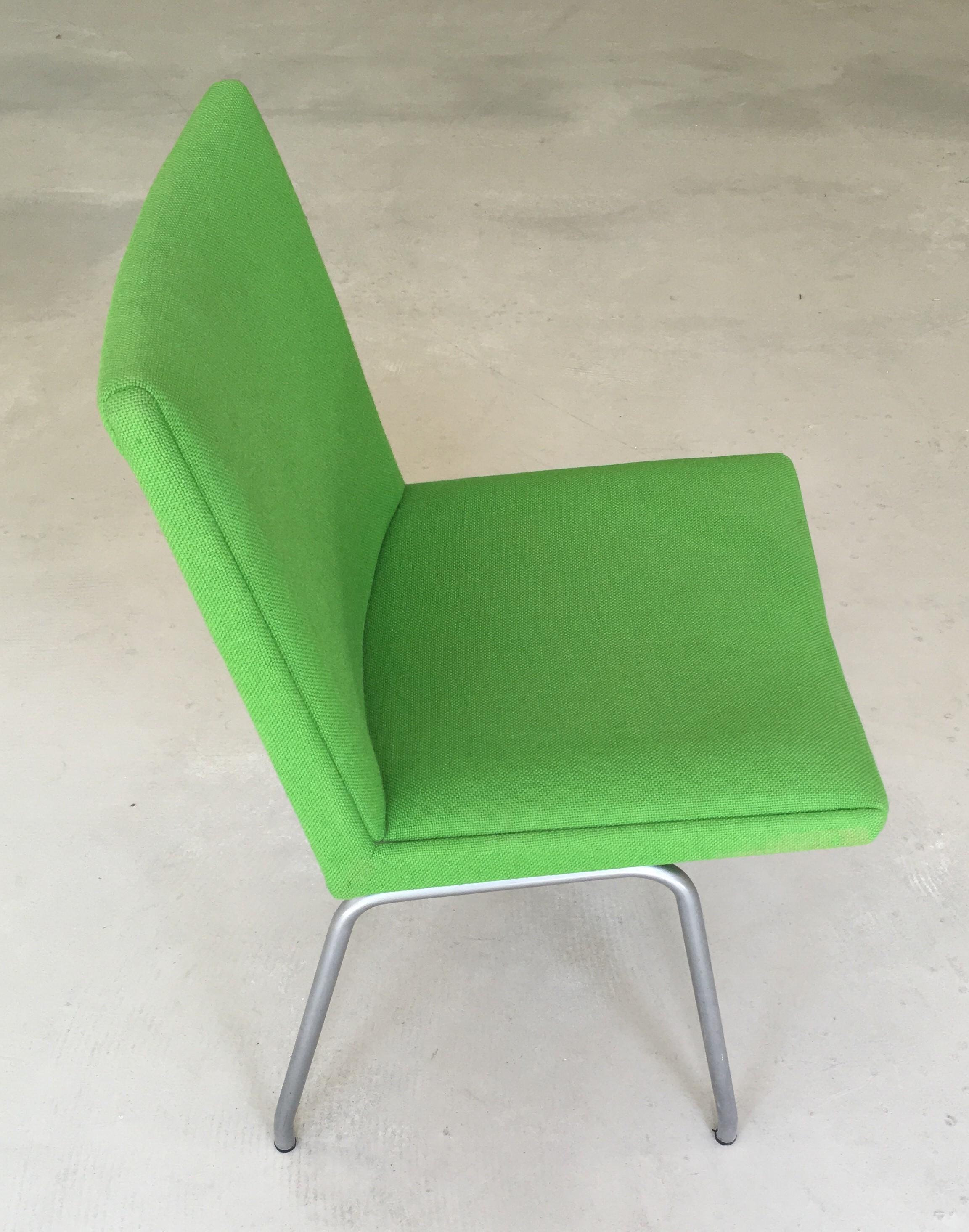 1960s Danish Hans J. Wegner Airport Chair, Reupholstered in Green Fabric For Sale 2