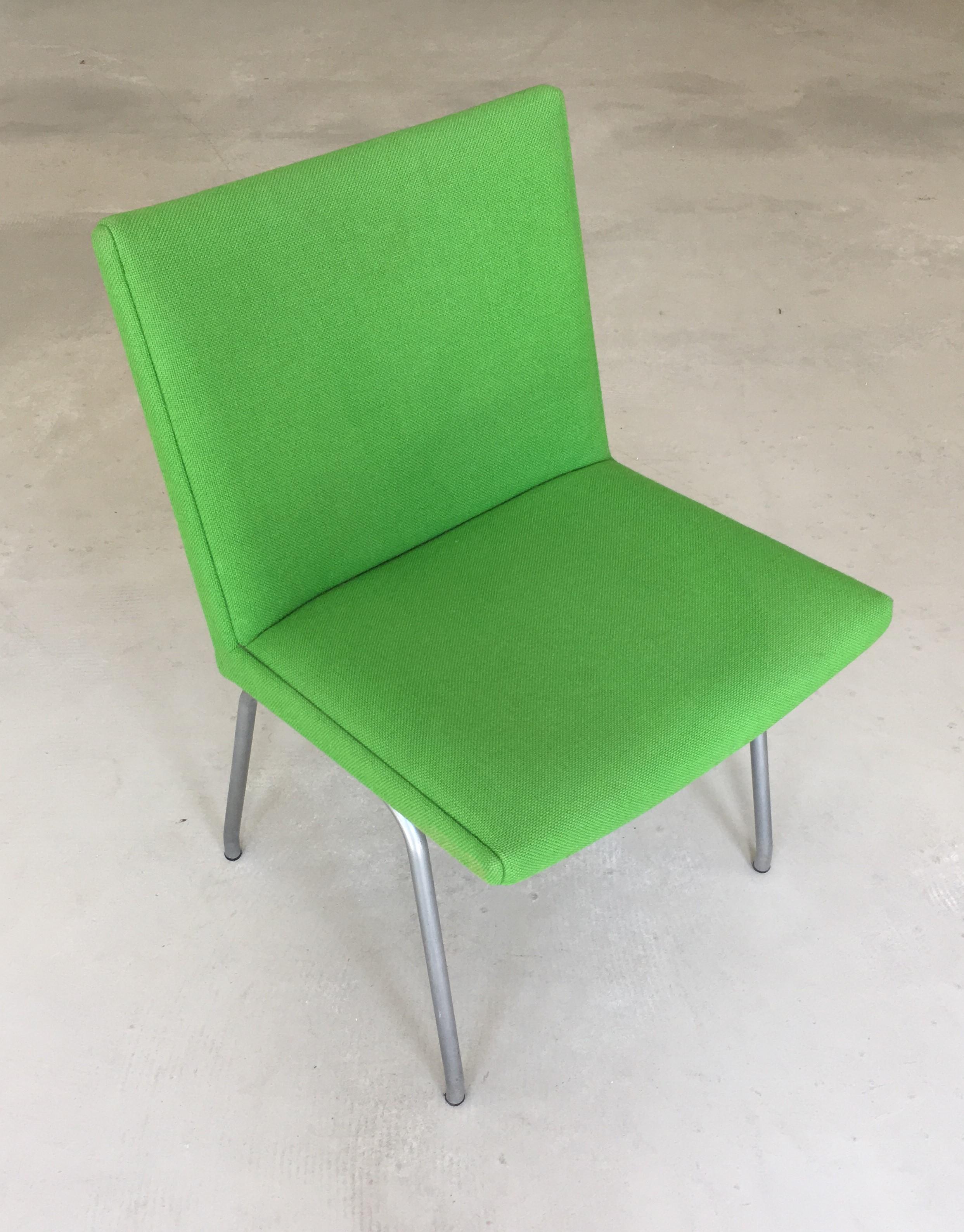 1960s Danish Hans J. Wegner Airport Chair, Reupholstered in Green Fabric For Sale 3