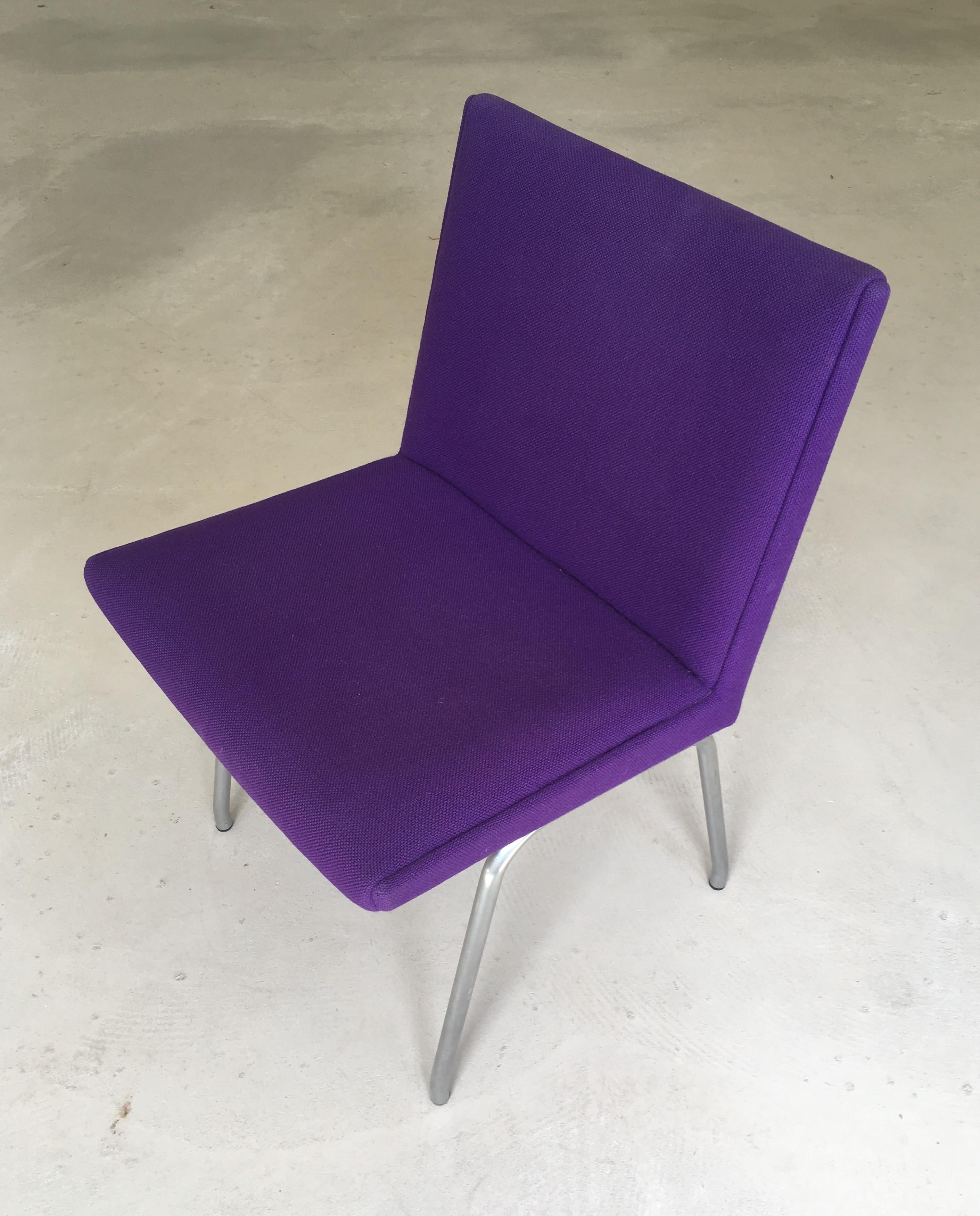 Scandinavian Modern 1960s Danish Hans J. Wegner Airport Chair, Reupholstered in Purple Fabric For Sale
