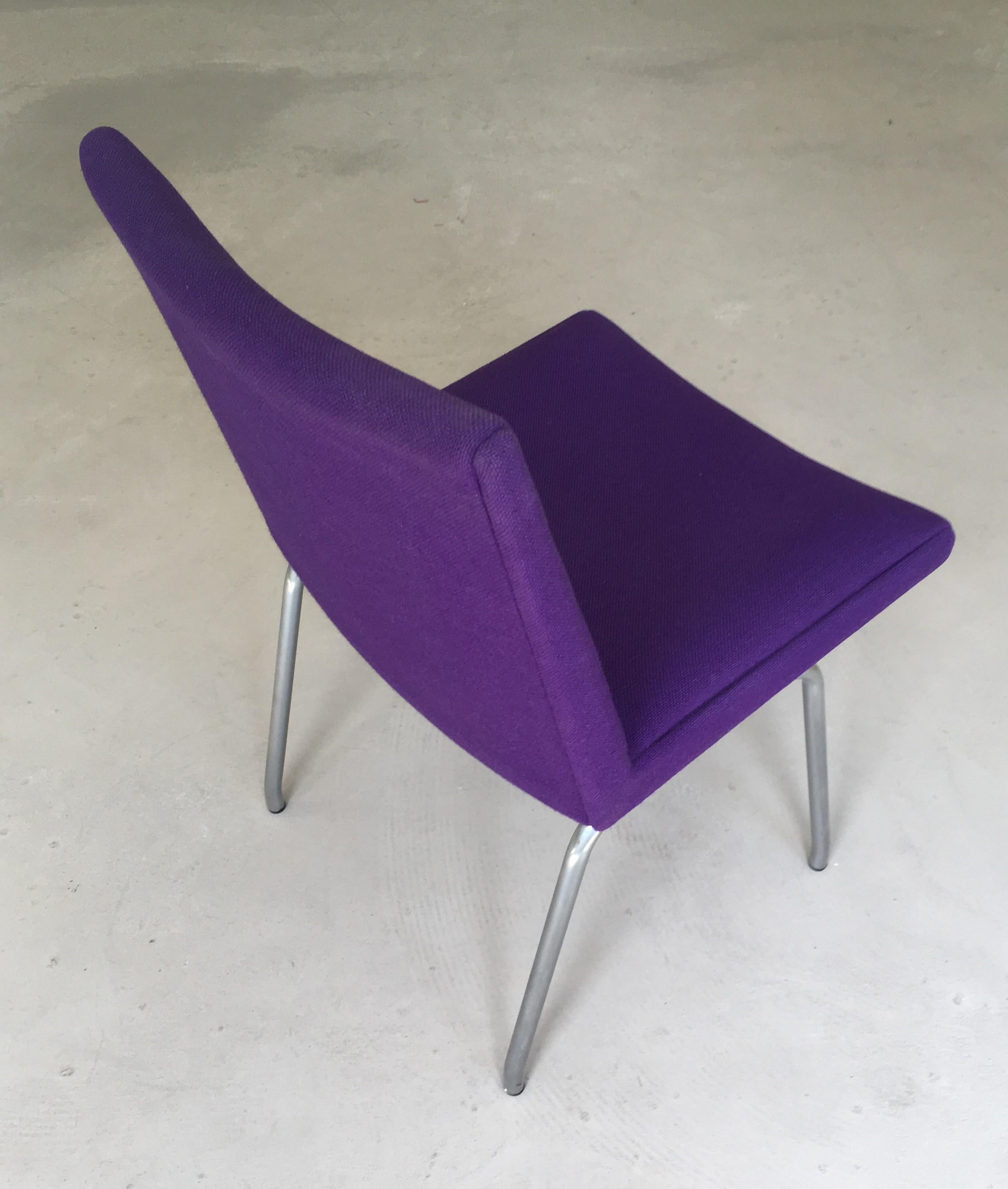 1960s Danish Hans J. Wegner Airport Chair, Reupholstered in Purple Fabric For Sale 1