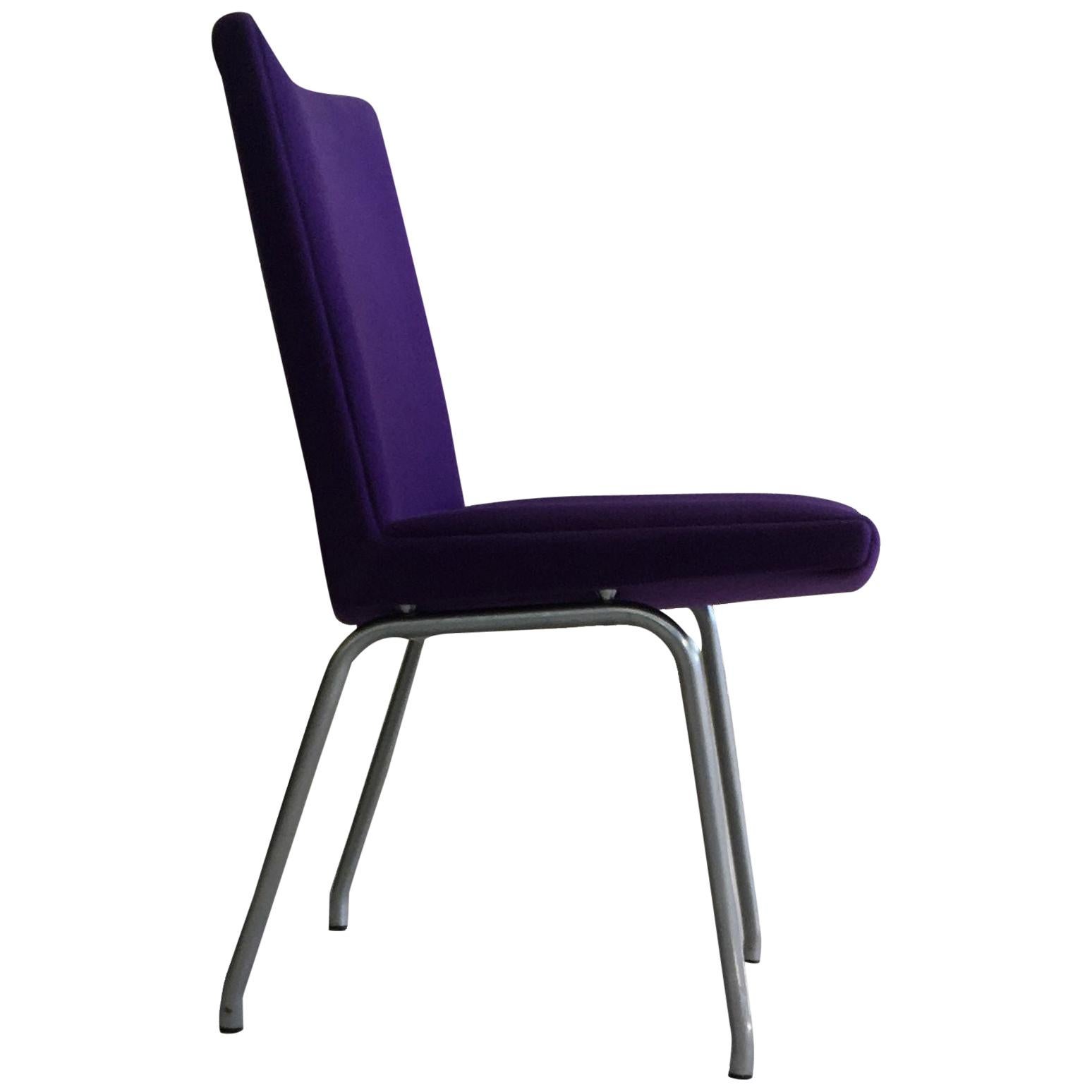 1960s Danish Hans J. Wegner Airport Chair, Reupholstered in Purple Fabric For Sale