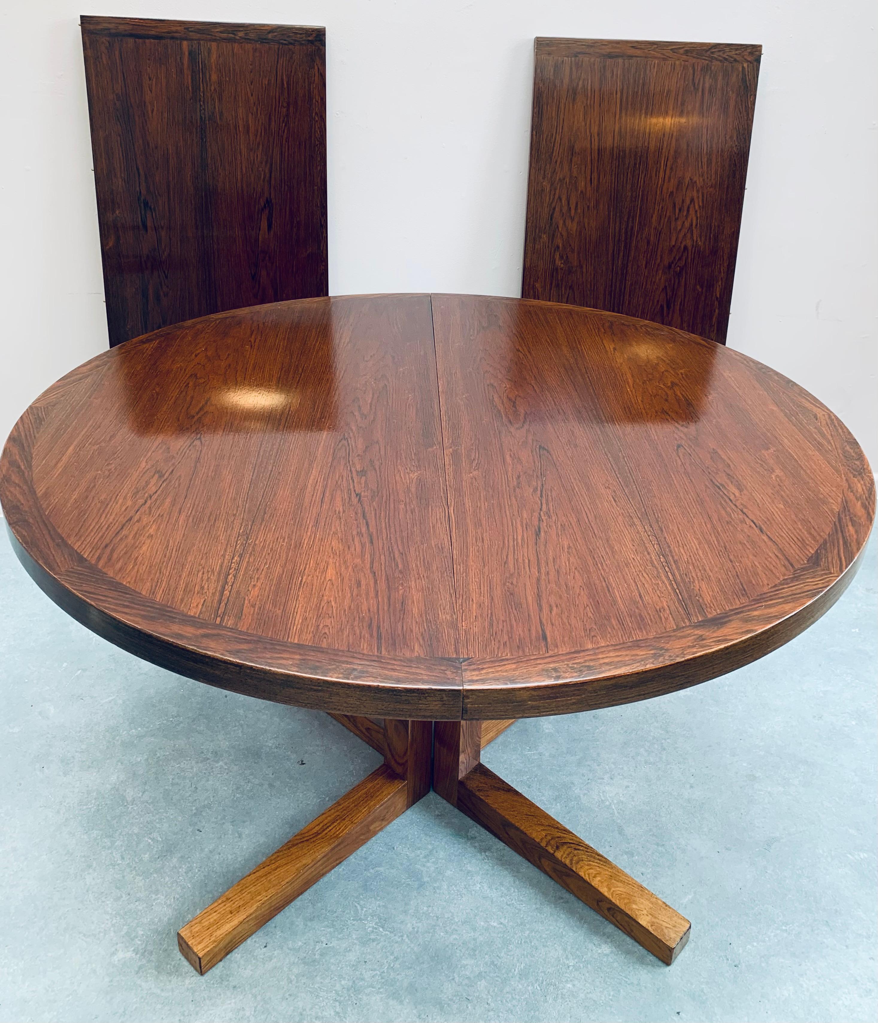 Mid-Century Modern 1960s Danish Heltborg Mobler Rosewood Pedestal Dining Table by John Mortensen