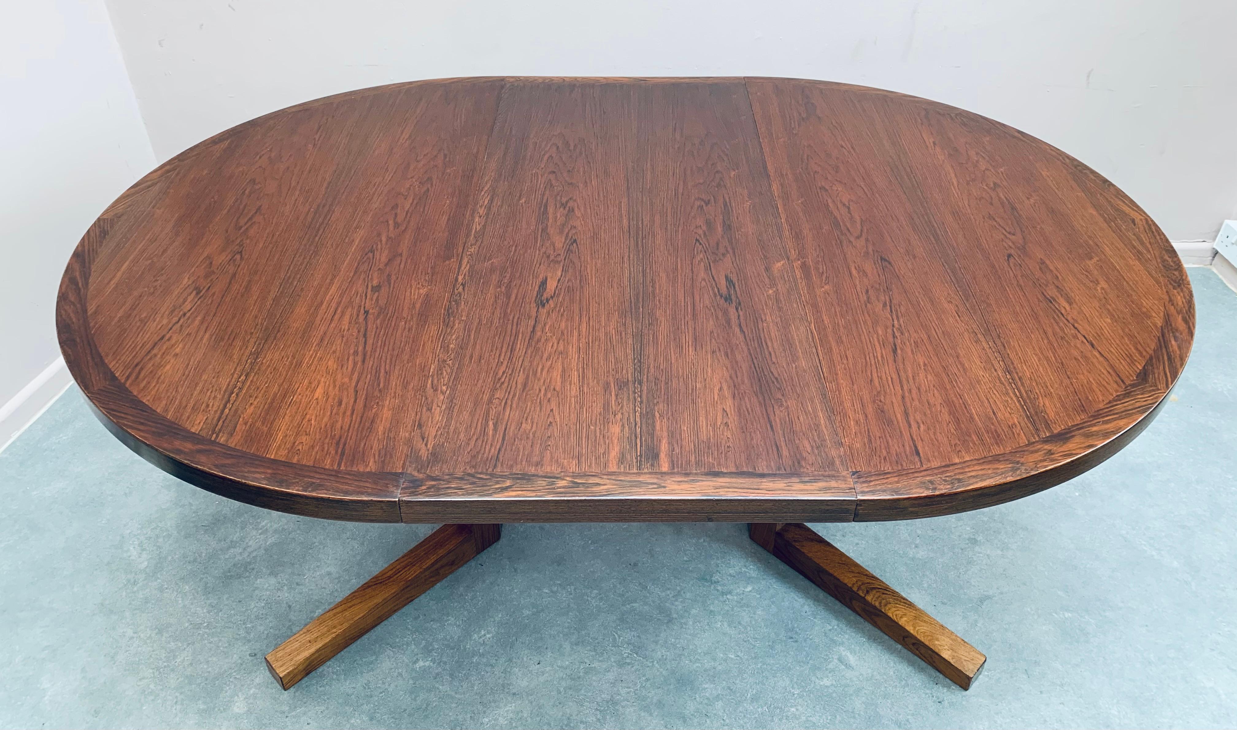 1960s Danish Heltborg Mobler Rosewood Pedestal Dining Table by John Mortensen 1