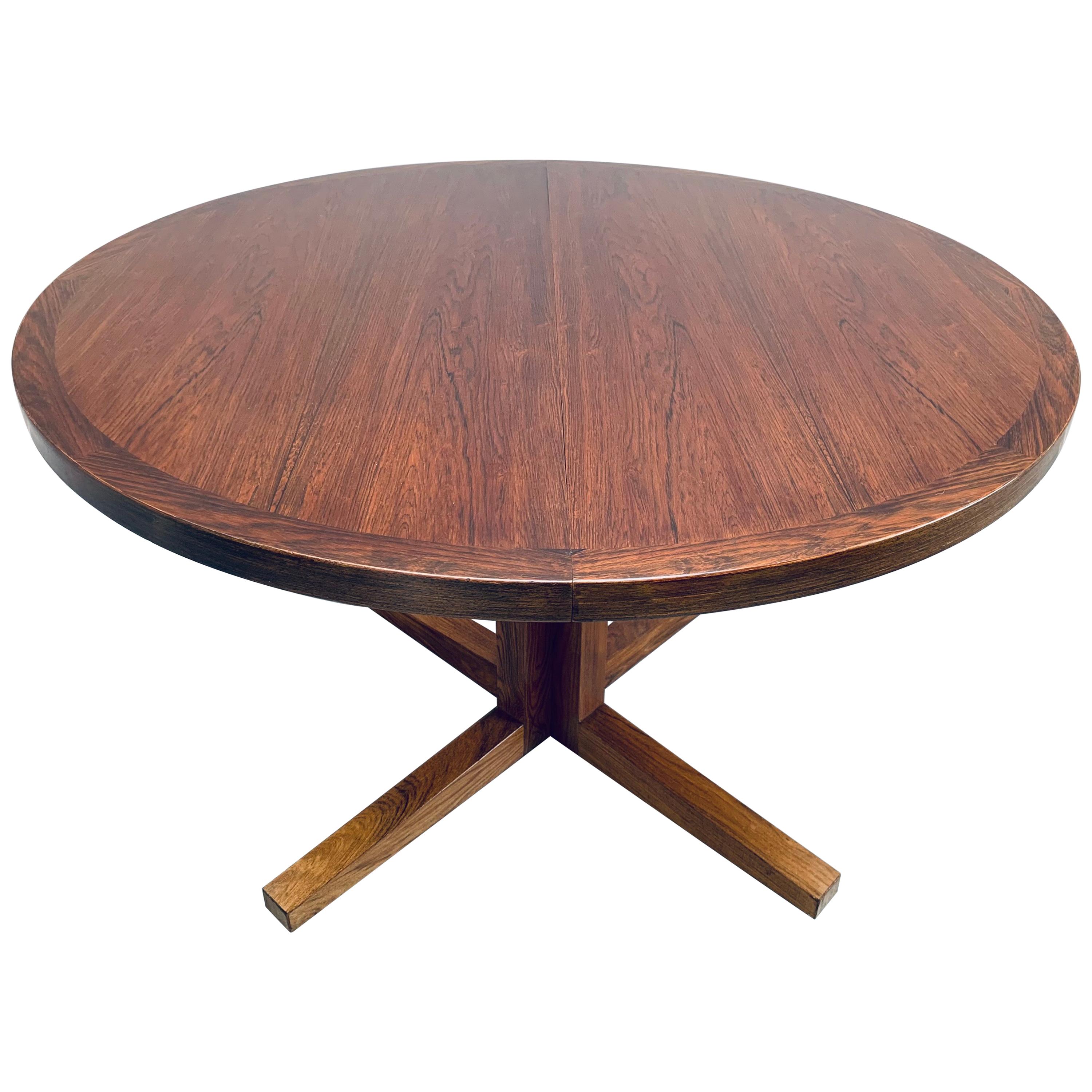 1960s Danish Heltborg Mobler Rosewood Pedestal Dining Table by John Mortensen