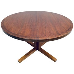 1960s Danish Heltborg Mobler Rosewood Pedestal Dining Table by John Mortensen