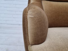 1960s, Danish High Back Armchair, Original Upholstery, Green Velour
