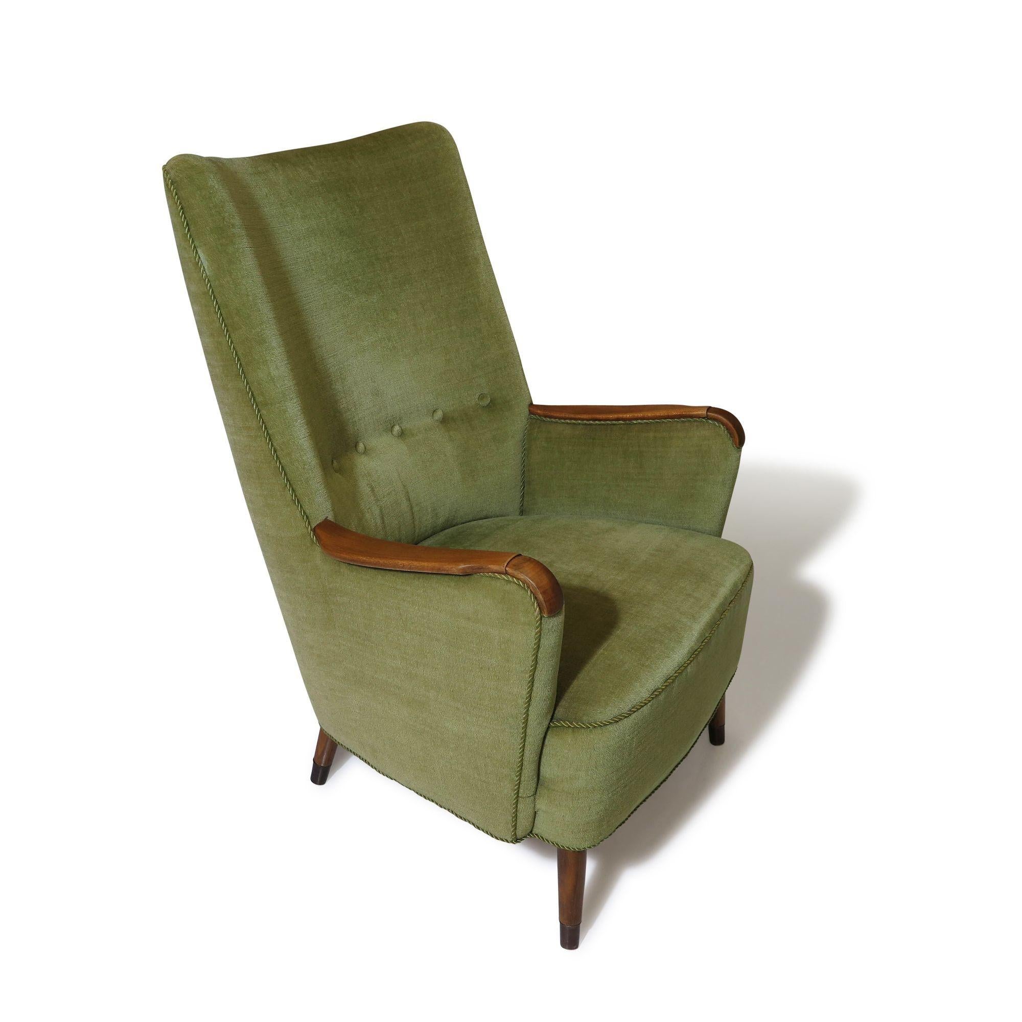 1960's Danish High-back Chair in Original Mohair 2