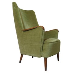 1960's Danish High-back Chair in Original Mohair