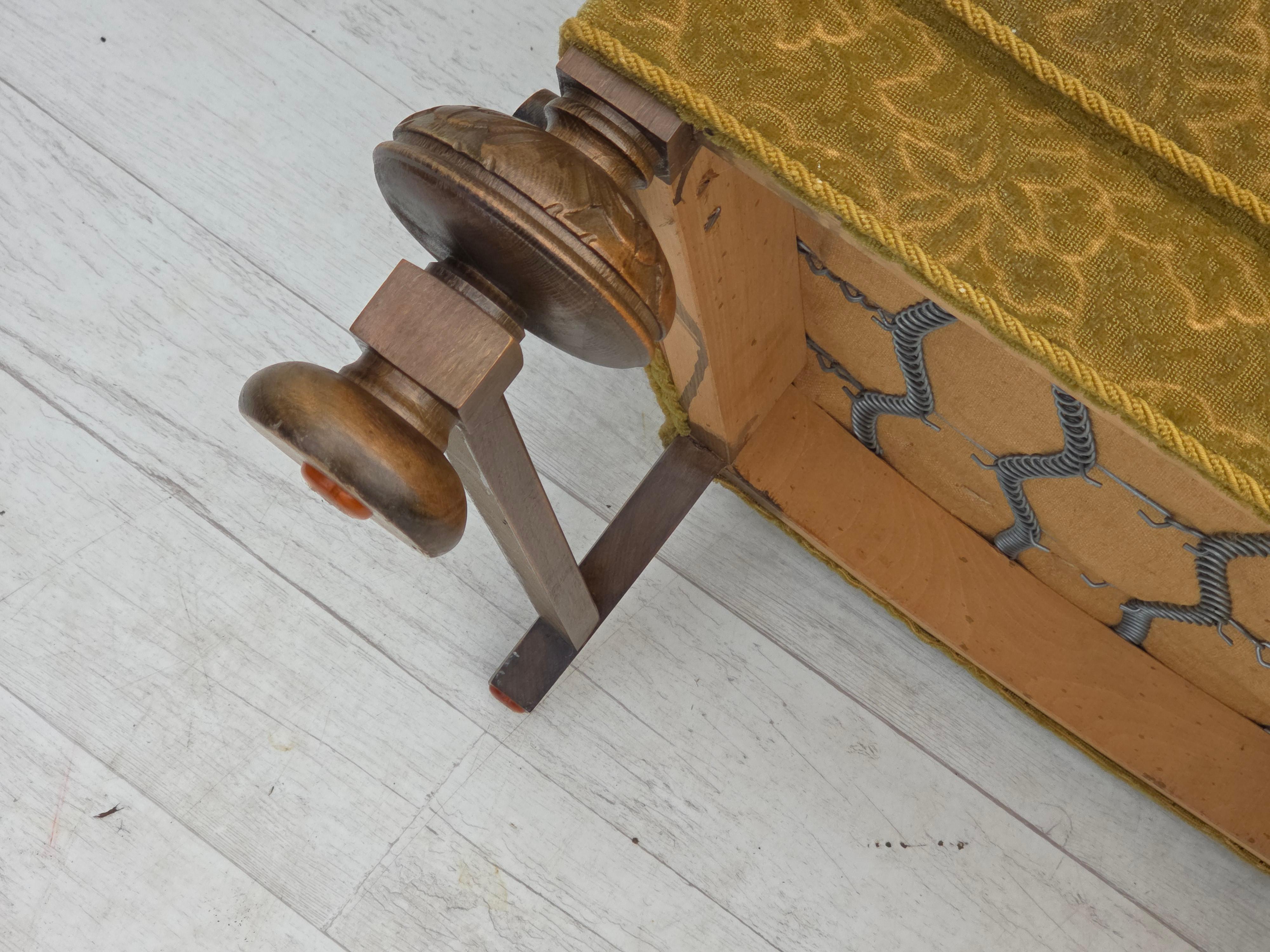 Poltrona a schienale alto Wood Wood degli anni '60, tessuto in cotone/lana, legno massiccio di Oak. in vendita 13