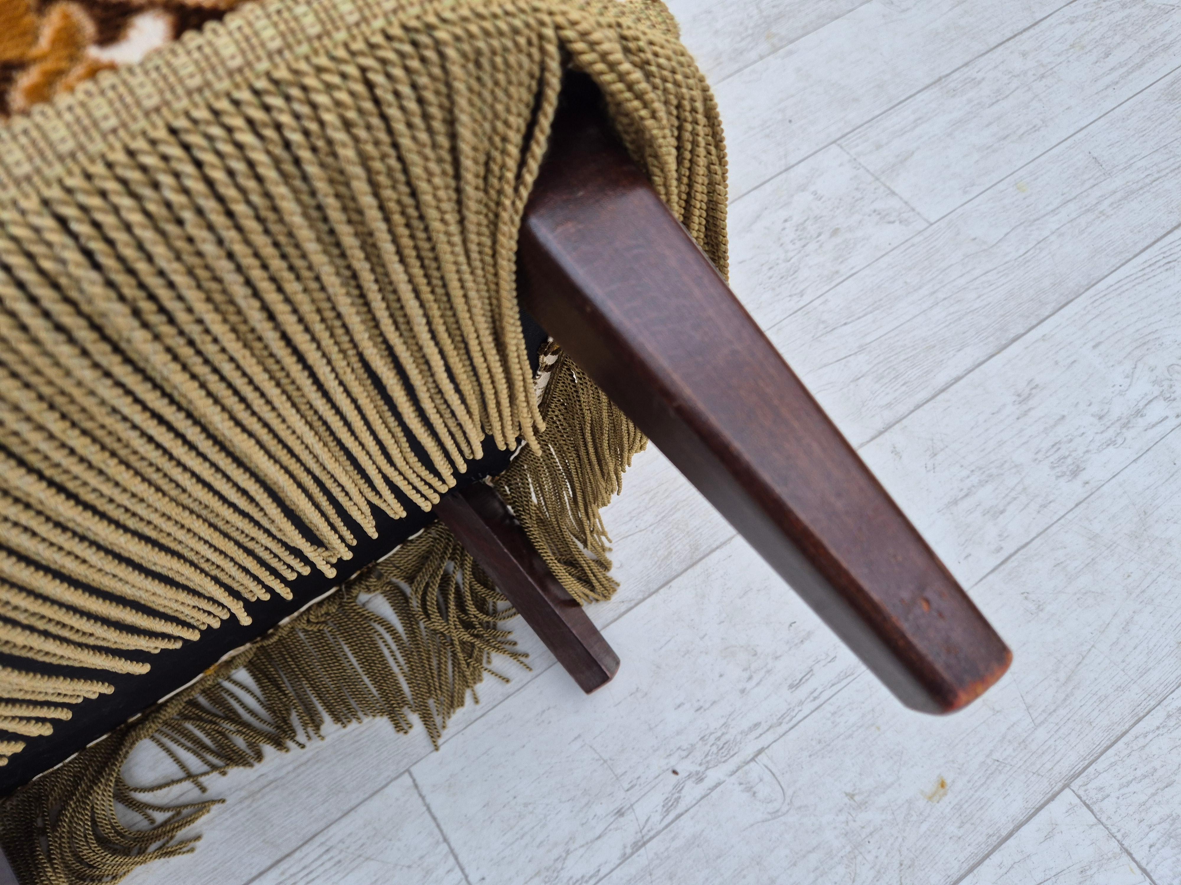 1960er Jahre, dänischer Hochlehner-Sessel, Möbel-Veloursstoff, Eschenholz. im Angebot 5