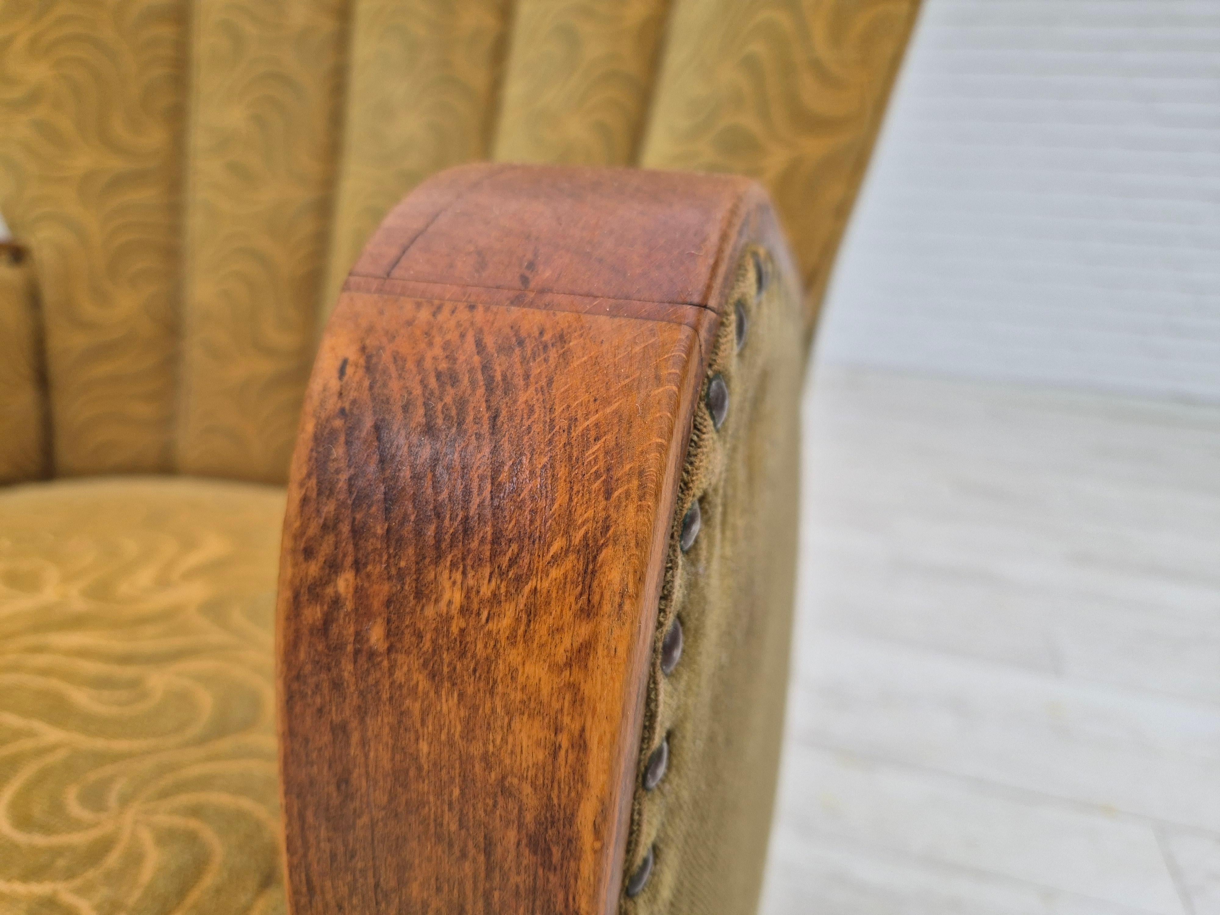Fauteuil danois à dossier haut des années 1960, état original, coton/laine. en vente 8