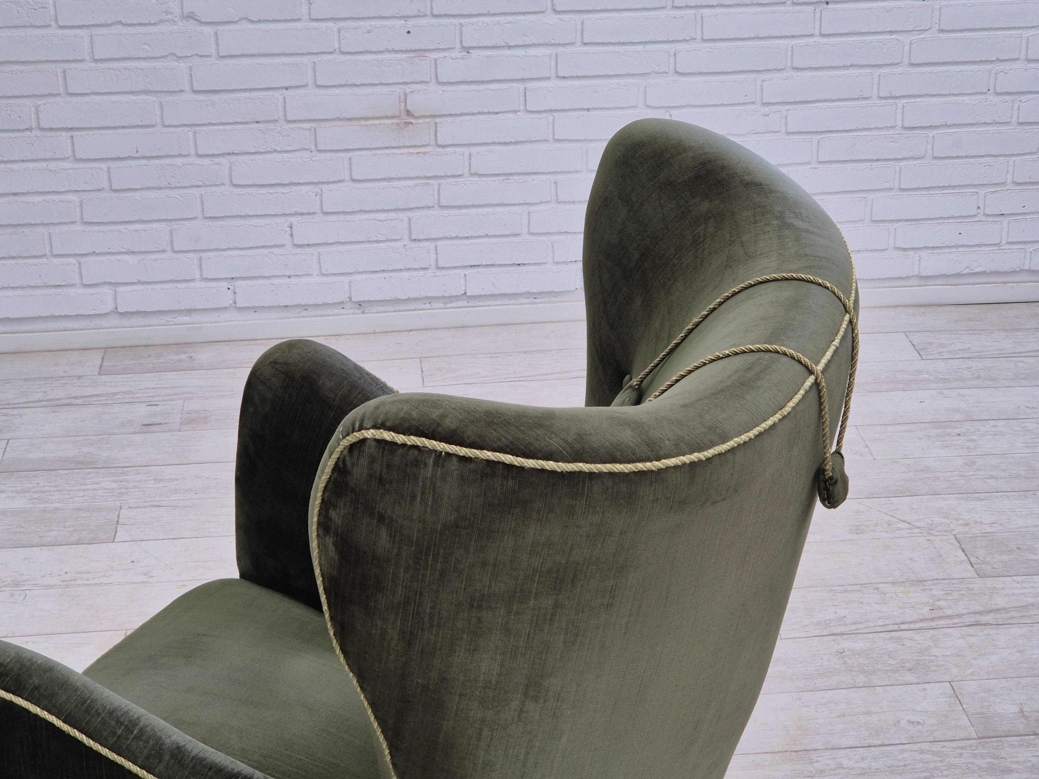 1960s, Danish highback relax armchair, original condition, furniture velour. 5