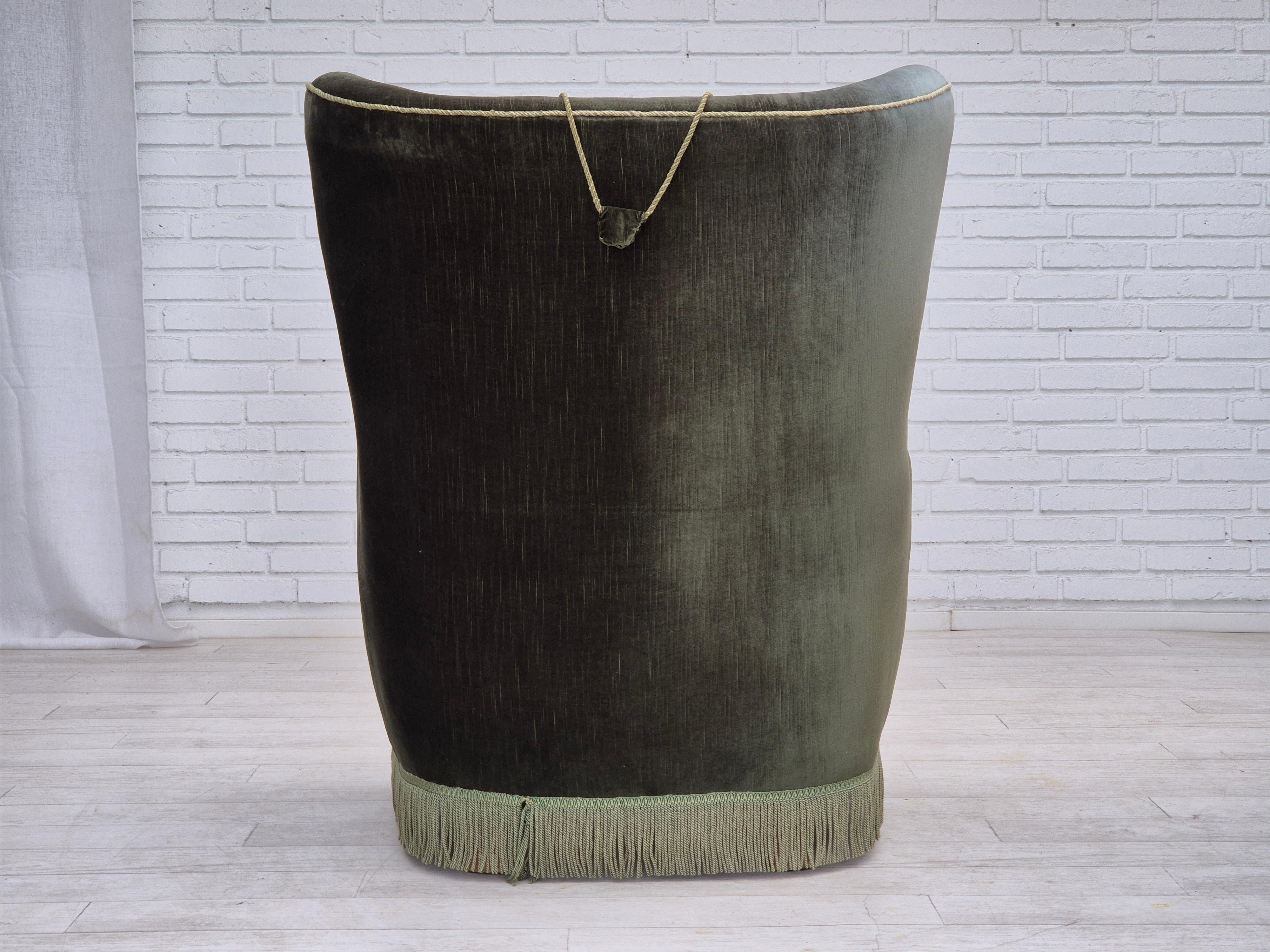 1960s, Danish highback relax armchair, original condition, furniture velour. 1