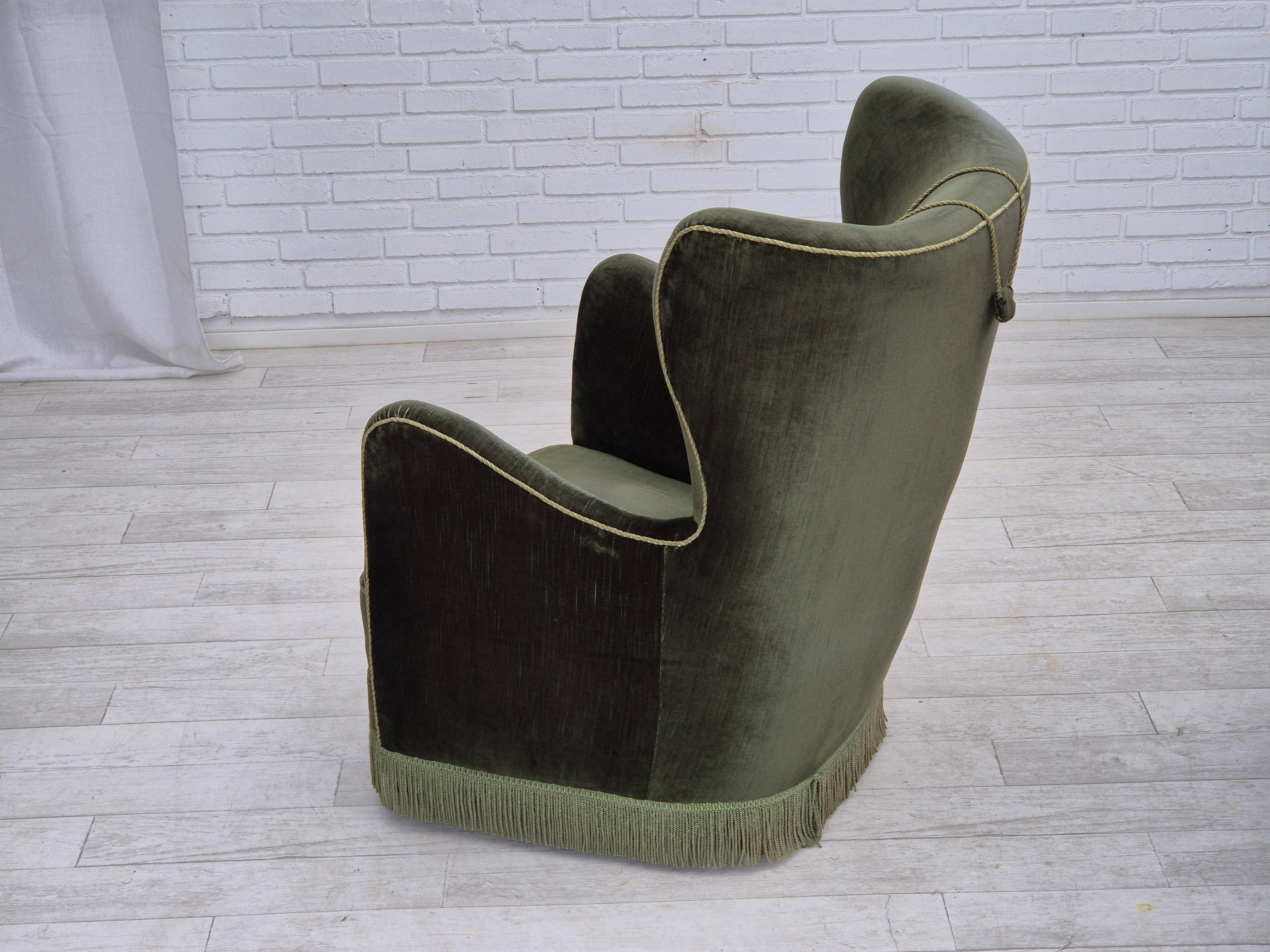 1960s, Danish highback relax armchair, original condition, furniture velour. 2