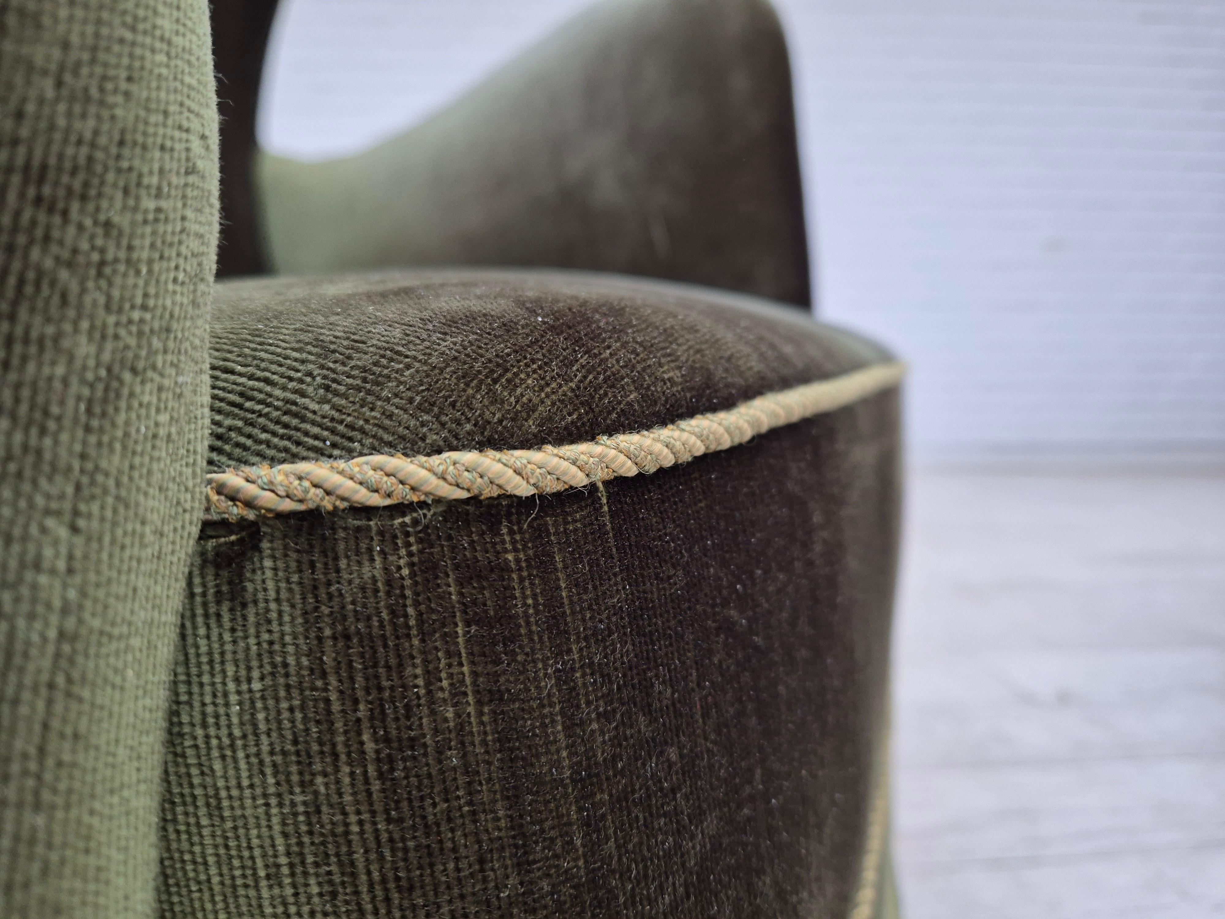 1960s, Danish highback relax armchair, original condition, furniture velour. 3