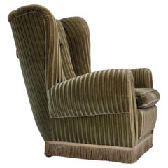 Used 1960s, Danish highback relax armchair, original condition, furniture velour.