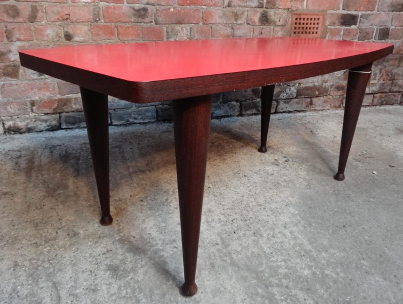 Mid-Century Modern 1960s Danish Large Red Melamine Coffee Table