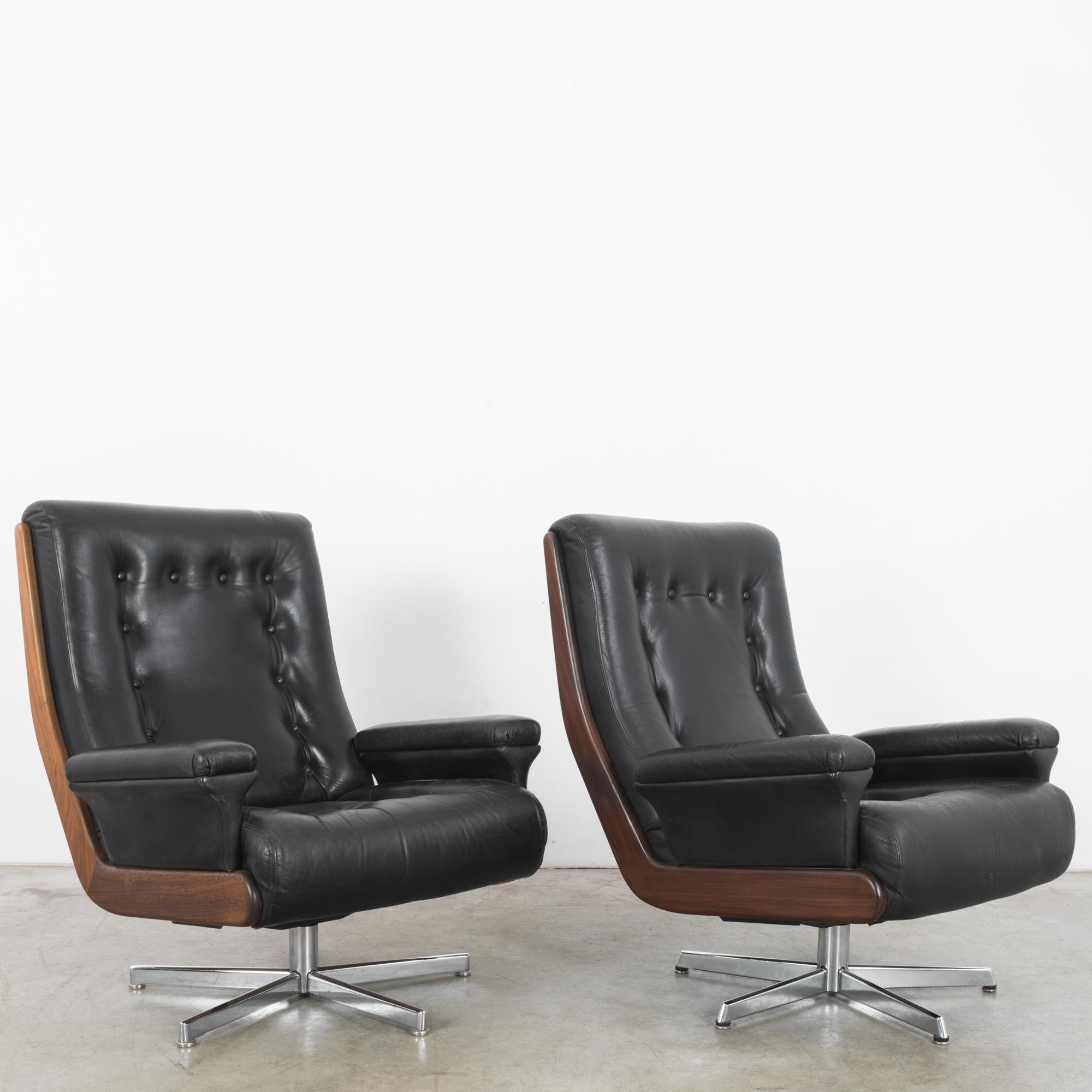 1960s Danish Leather Armchairs, a Pair 4
