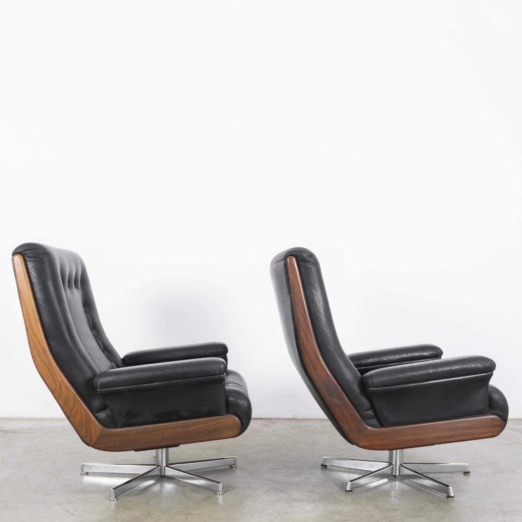 1960s Danish Leather Armchairs, a Pair 5