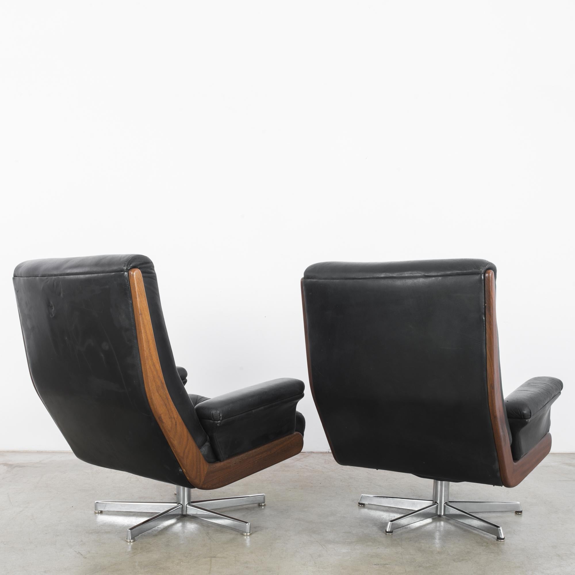 1960s Danish Leather Armchairs, a Pair 6