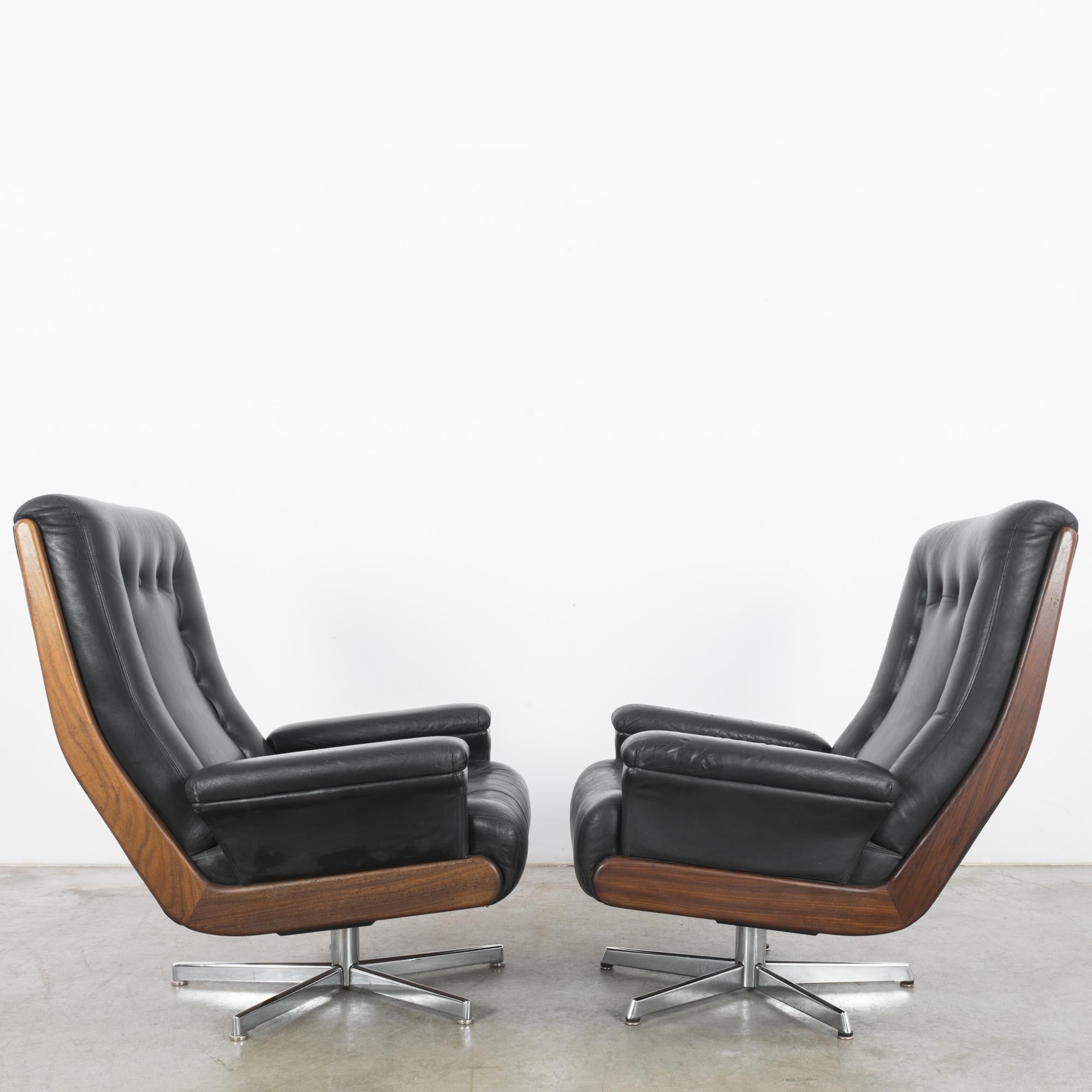 1960s Danish Leather Armchairs, a Pair 8