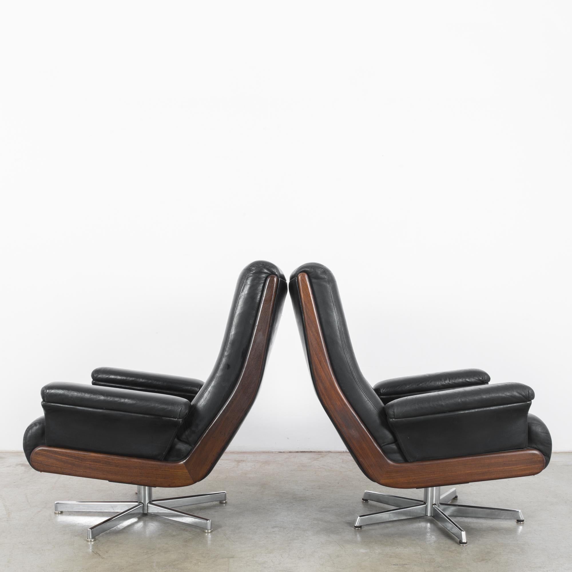 1960s Danish Leather Armchairs, a Pair 9