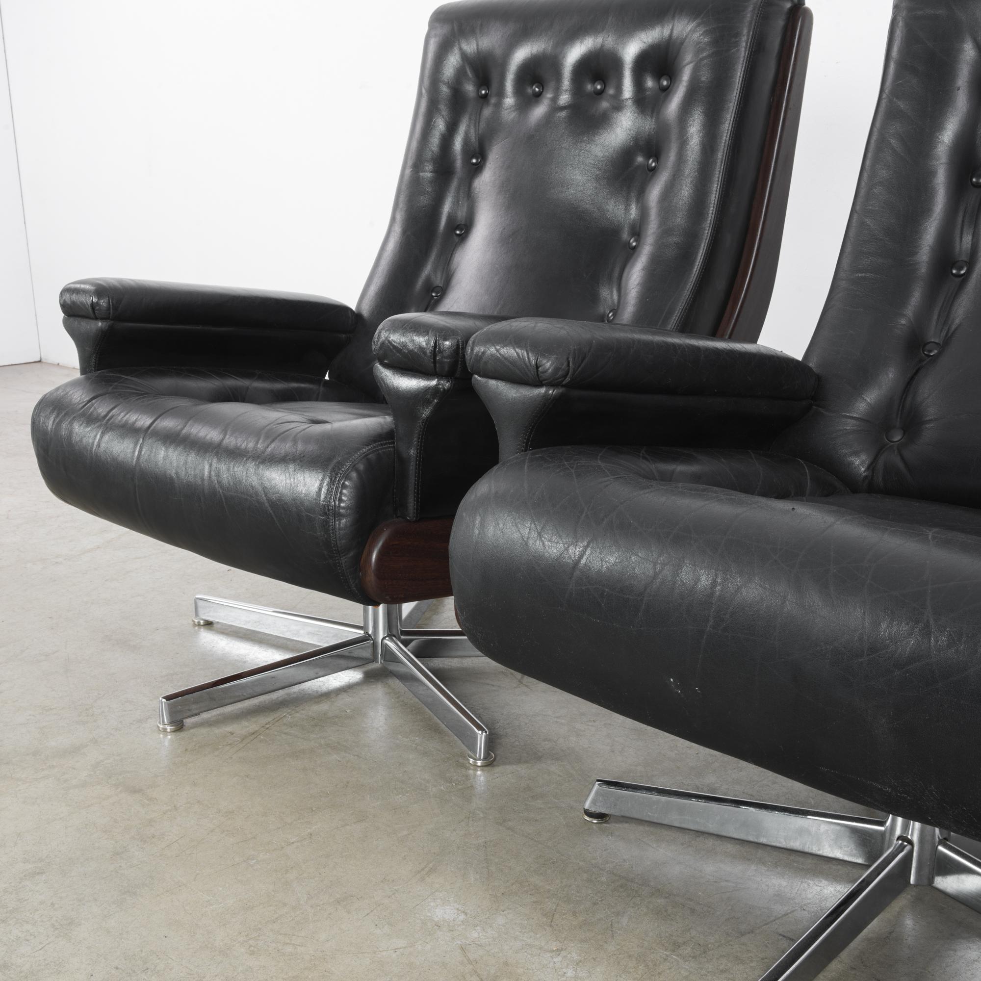 1960s Danish Leather Armchairs, a Pair 1