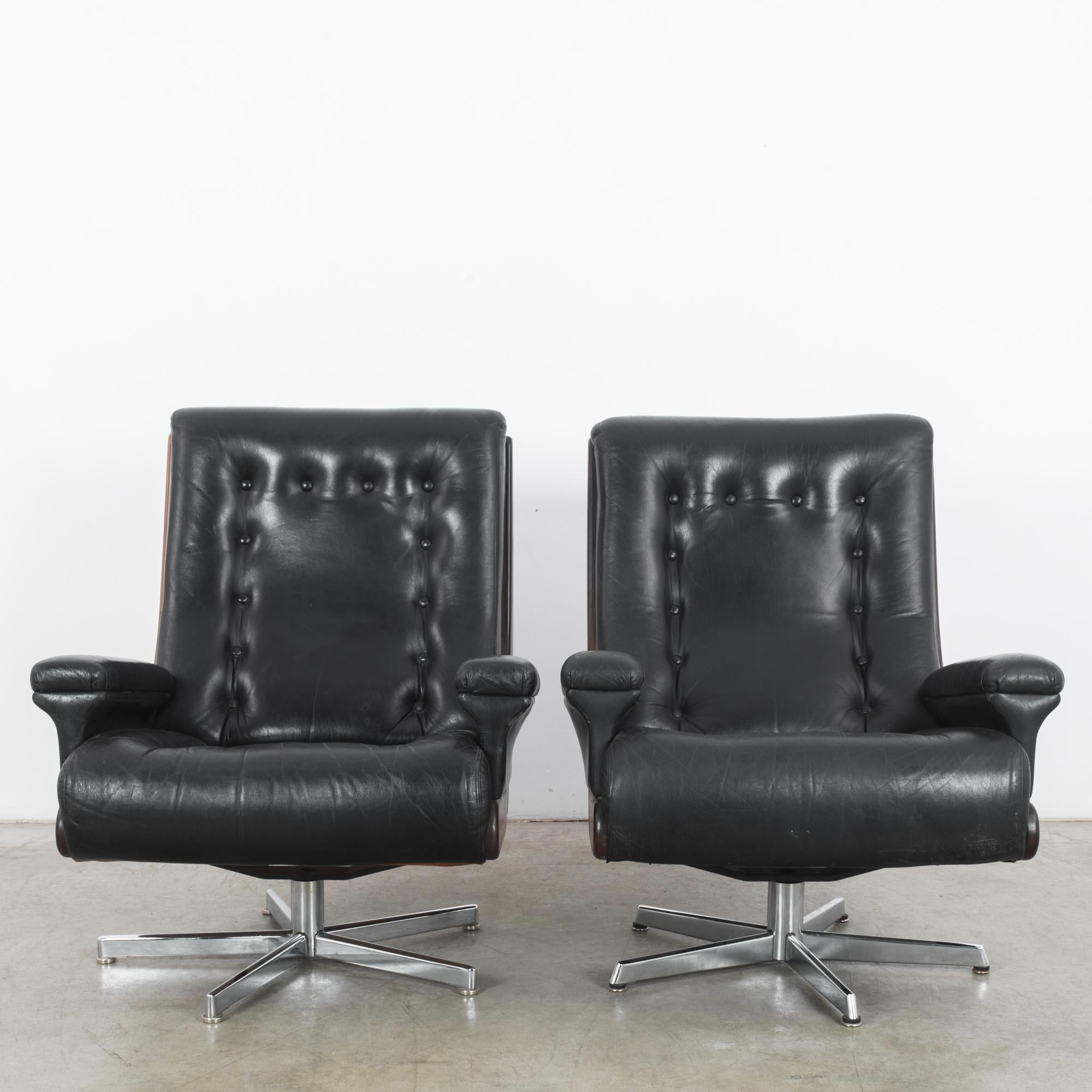 1960s Danish Leather Armchairs, a Pair 3