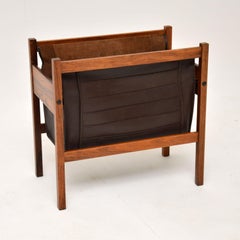 1960's Danish Leather Magazine Rack