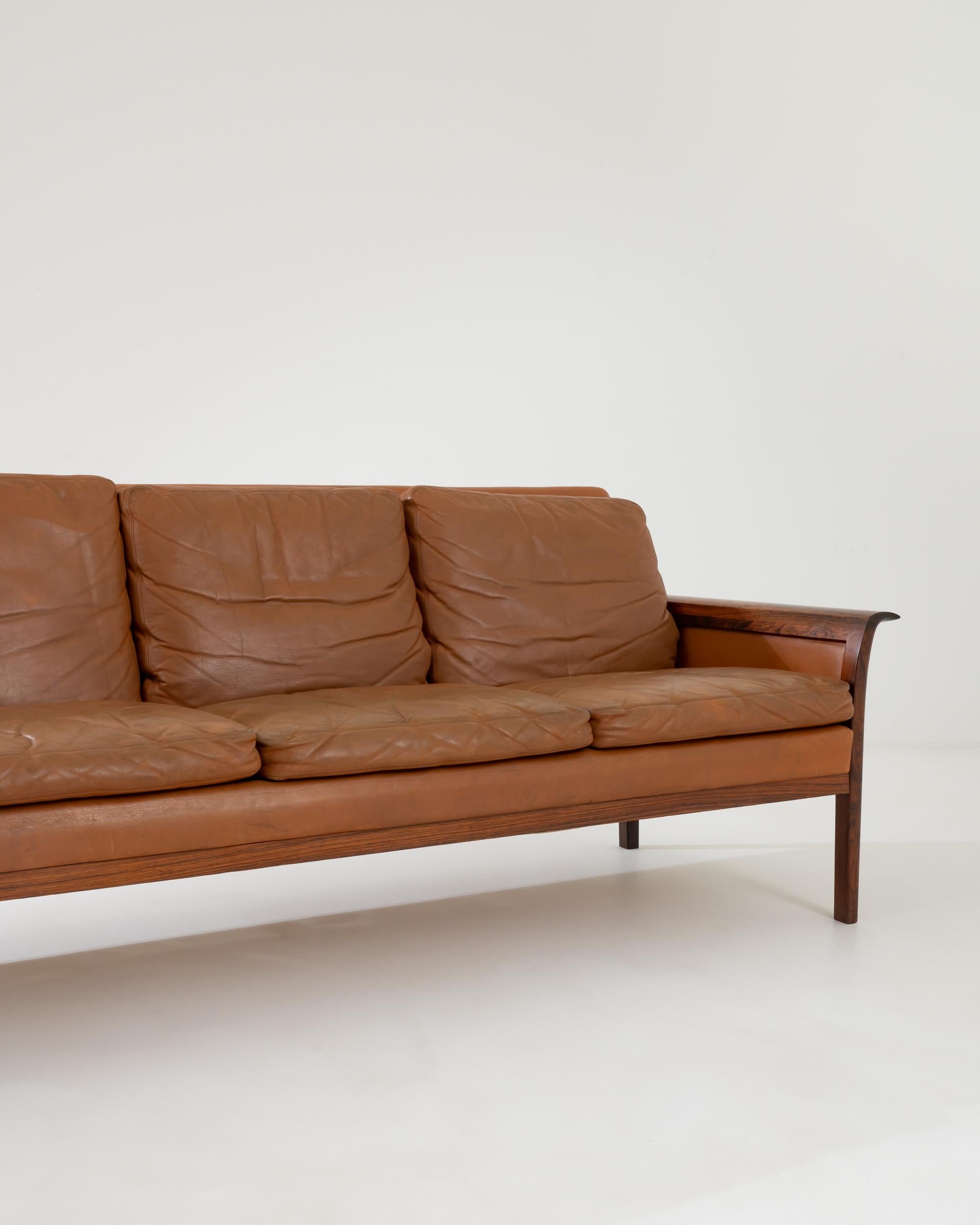 Mid-20th Century 1960s Danish Leather Sofa by Hans Olsen For Sale