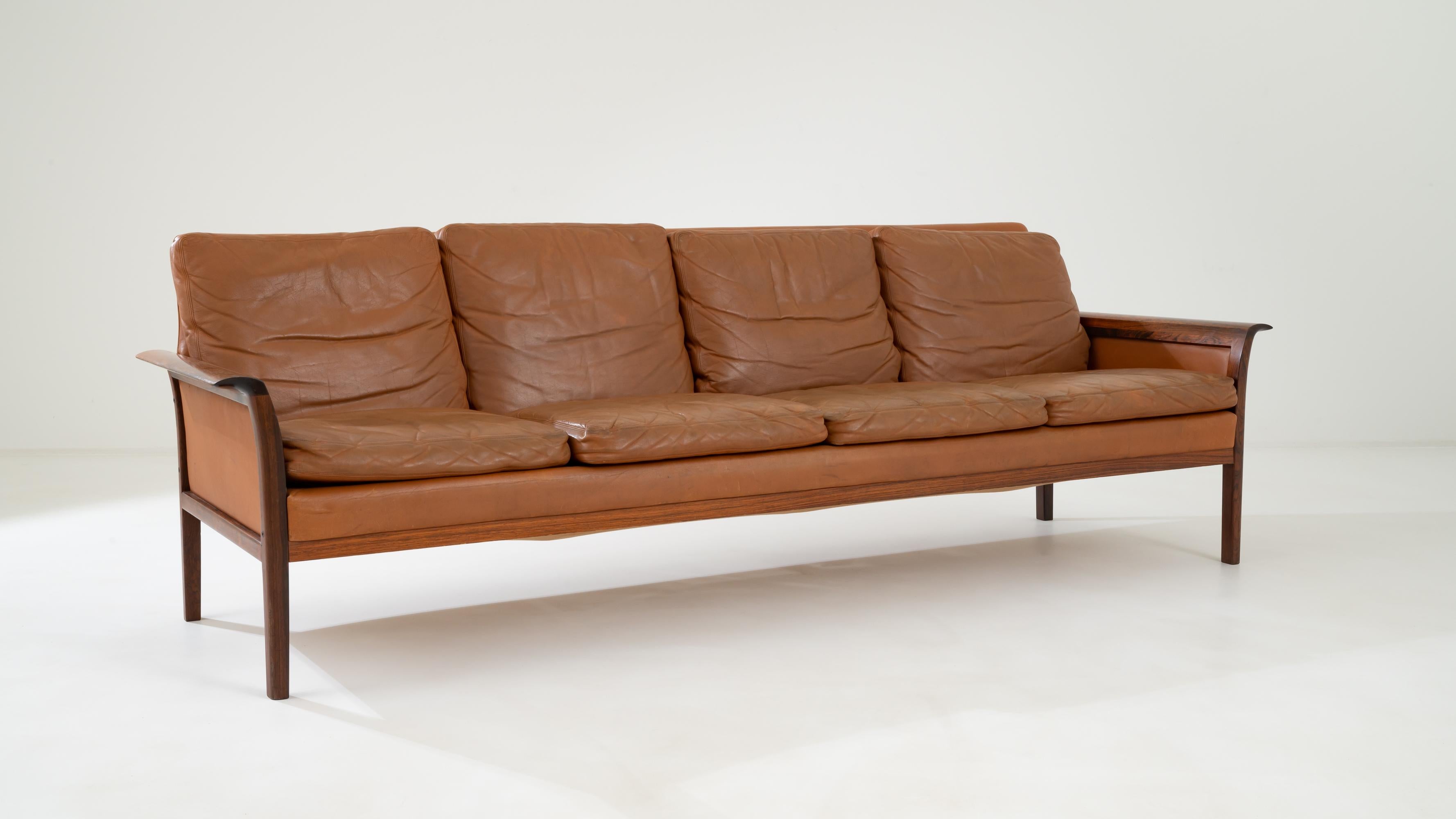 1960s Danish Leather Sofa by Hans Olsen For Sale 1
