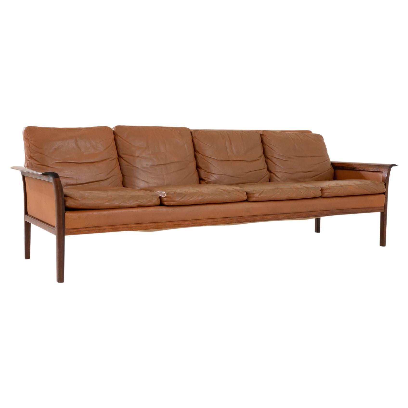 1960s Danish Leather Sofa by Hans Olsen For Sale