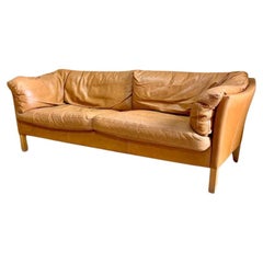 1960s Danish Leather Sofa by Mogens Hansen