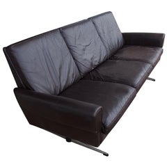6FT 1960s HW Klein Bramin Danish Leather Steel Sofa