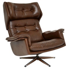 Illum Wikkelsø Swivel Lounge Chair in Brown Leather For Sale at 1stDibs ...