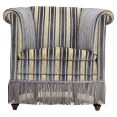 1960s, Danish lounge chair, blue/beige furniture velour, beech wood legs.
