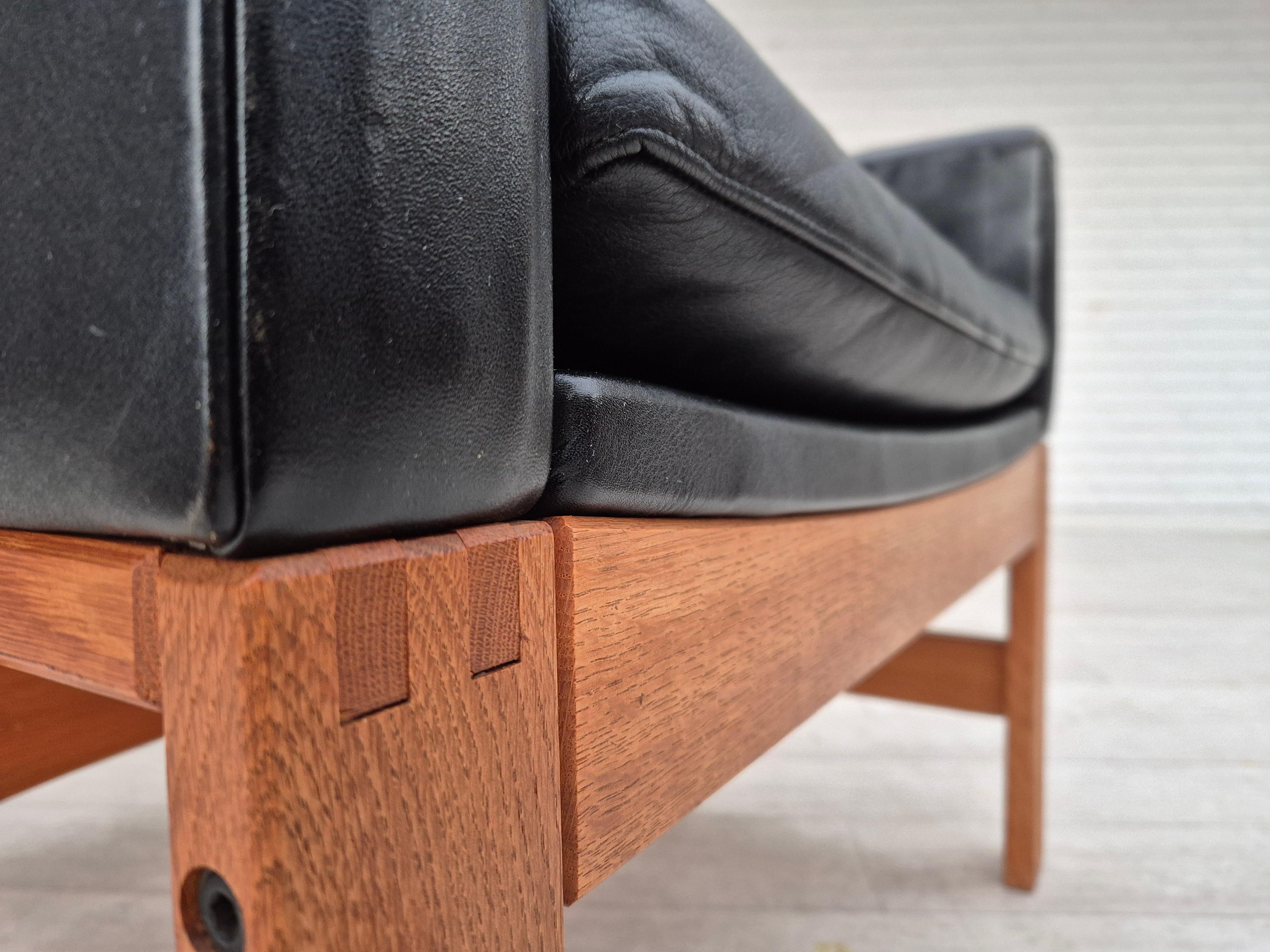 1960er Jahre, Dänischer Sessel, Originalzustand, Möbel Leder, Eichenholz. im Angebot 6