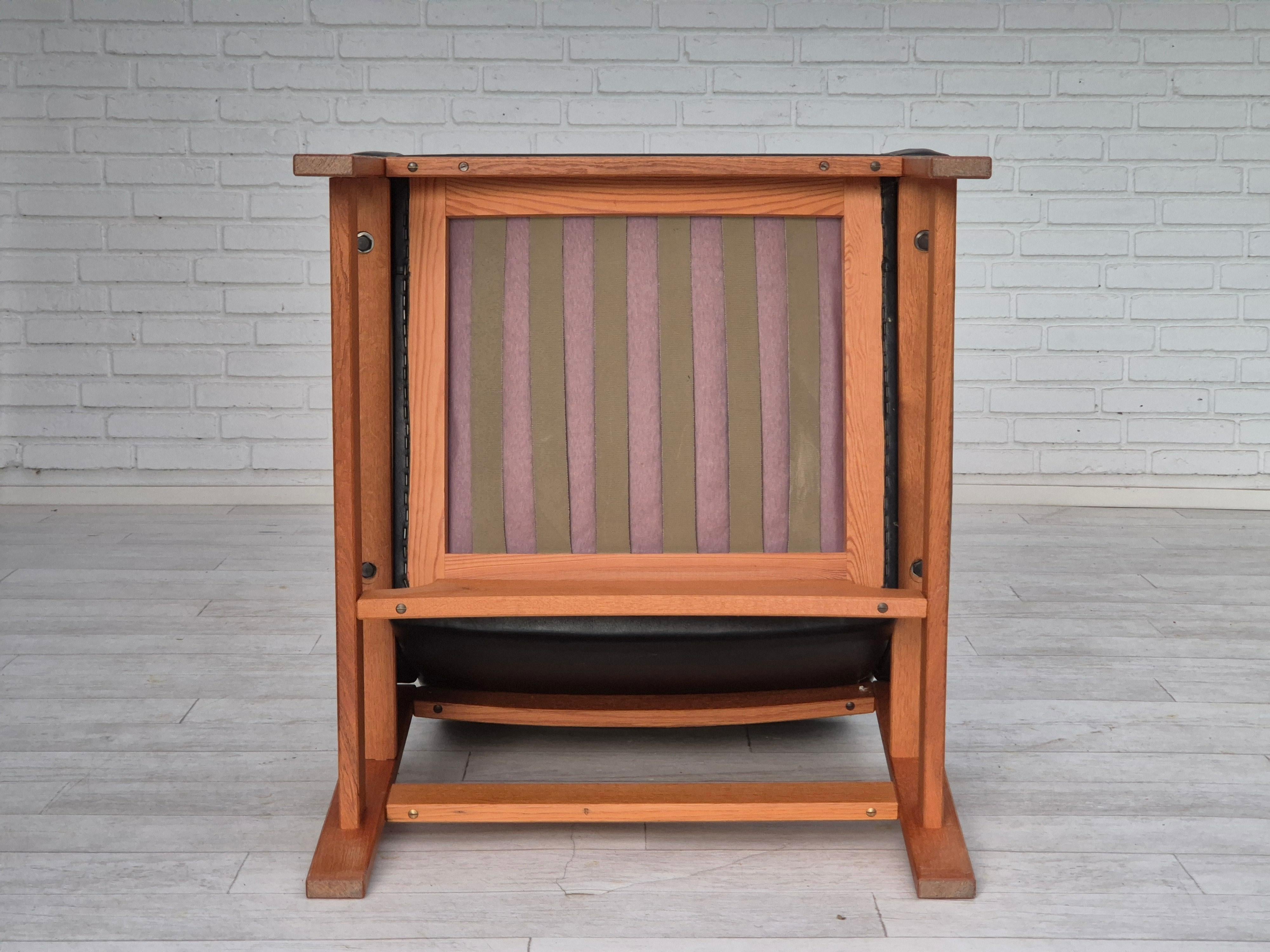 1960er Jahre, Dänischer Sessel, Originalzustand, Möbel Leder, Eichenholz. im Angebot 4