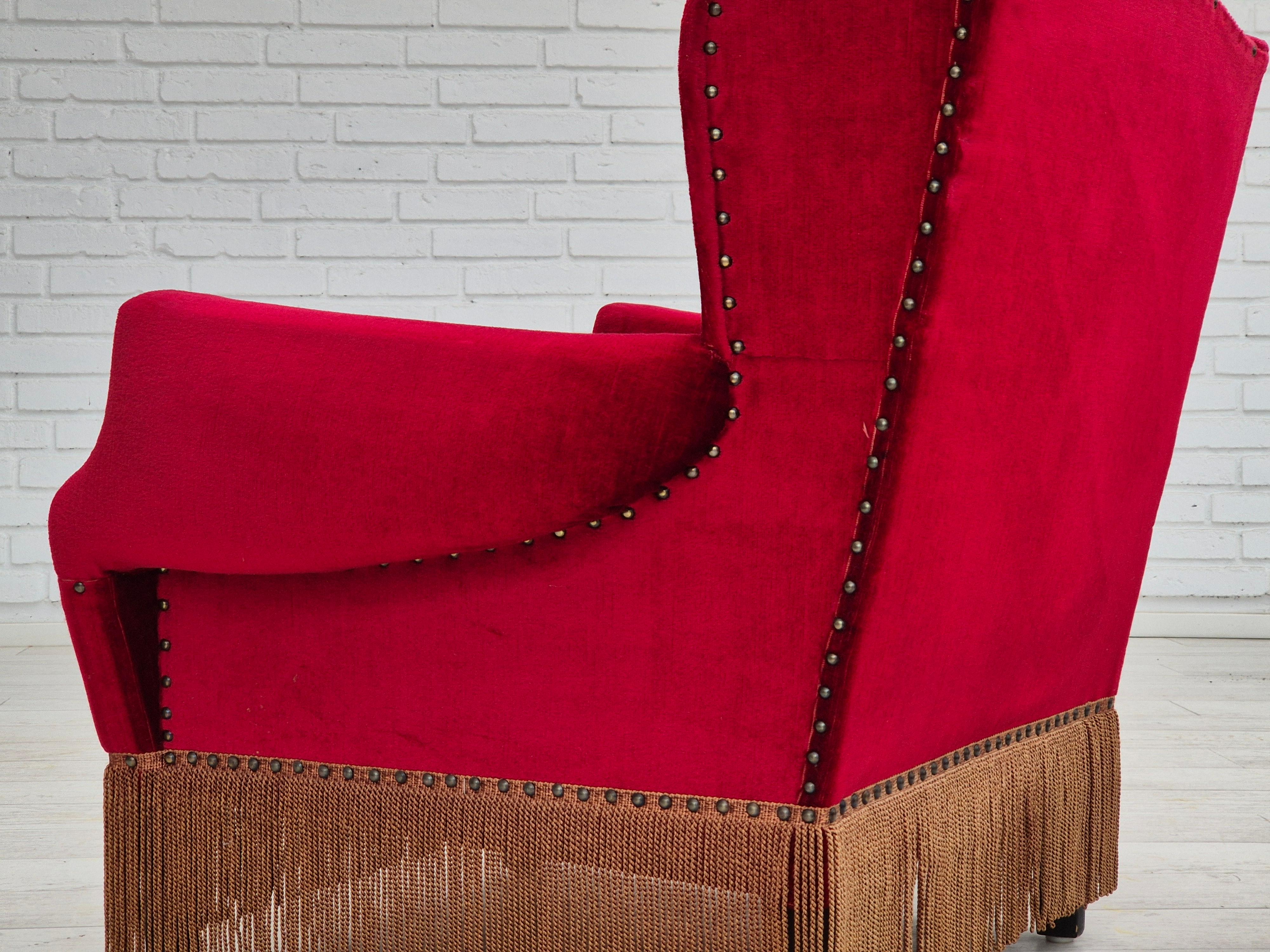 Chaise longue danoise des années 1960, originale, meuble en velours, pieds en bois de chêne. en vente 6