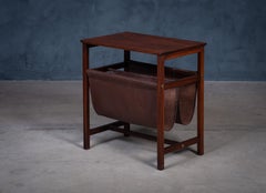 1960s Danish Magazine Holder in Rosewood and Leather