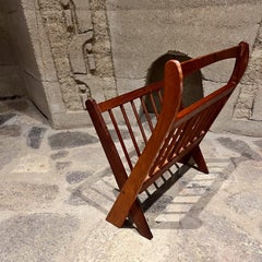 1960s Danish Magazine Rack Sculptural Solid Teak Wood Denmark
