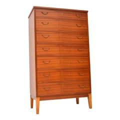 Vintage 1960s Danish Mahogany Tall Boy Chest of Drawers by Ole Wanscher