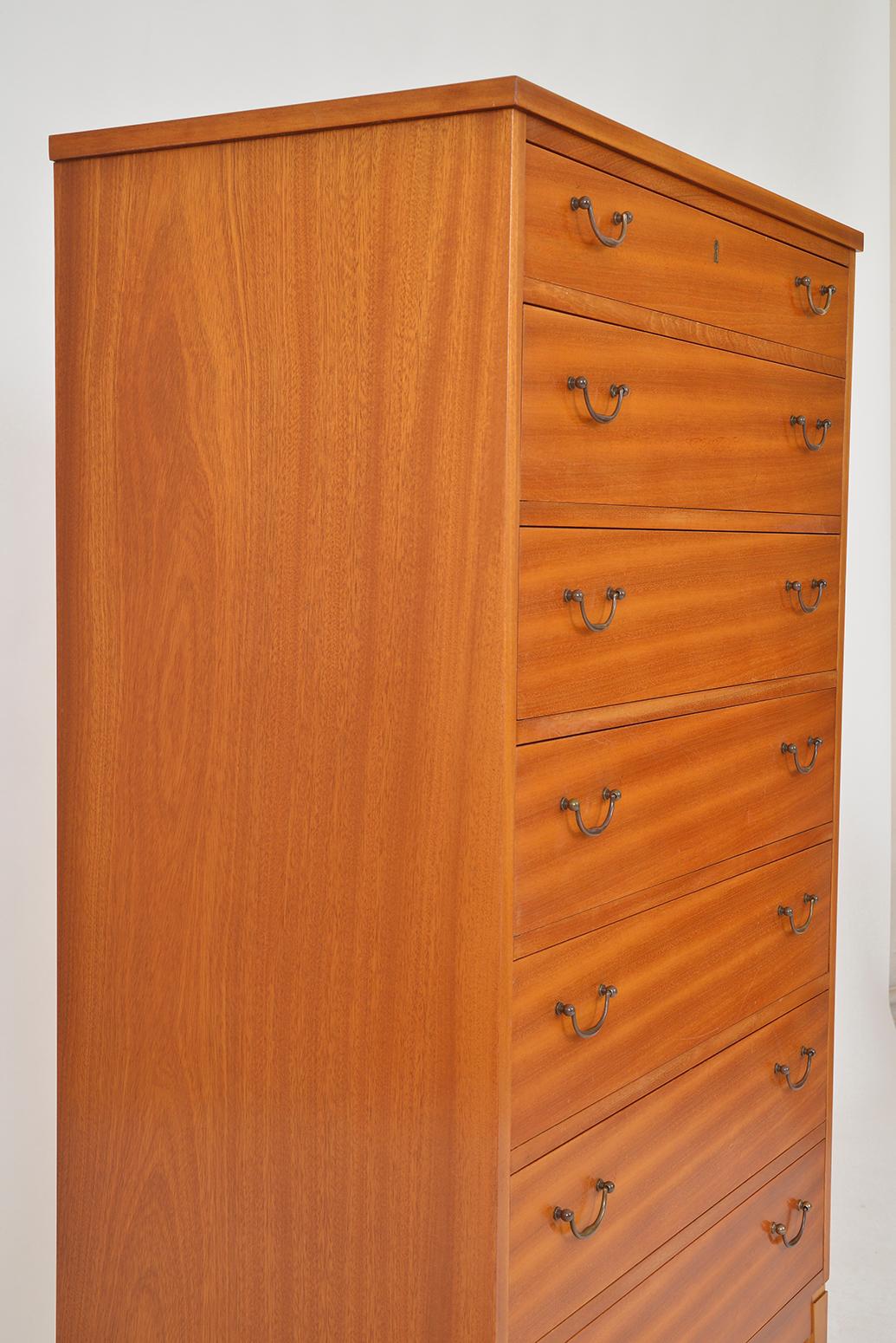 1960s Danish Mahogany Tall Boy Chest of Drawers by Søborg Møbelfabrik Midcentury 6