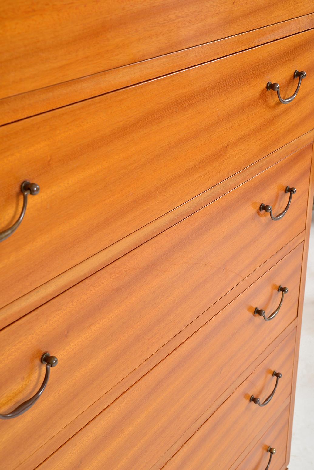 1960s Danish Mahogany Tall Boy Chest of Drawers by Søborg Møbelfabrik Midcentury 10