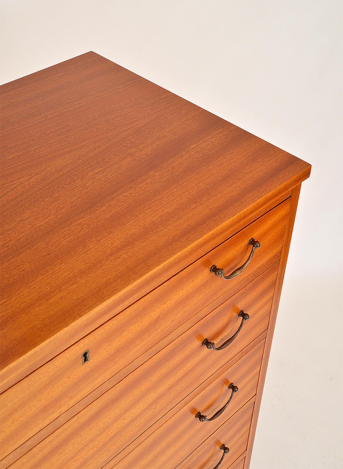 1960s Danish Mahogany Tall Boy Chest of Drawers by Søborg Møbelfabrik Midcentury 2