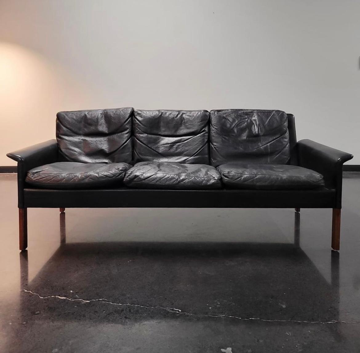 Mid-Century Modern 1960s Danish MCM Leather Sofa by Hans Olsen for Christian Sorensen